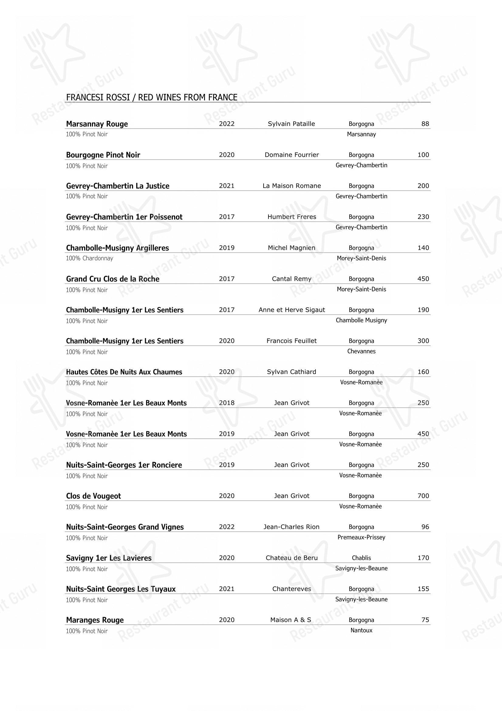 Wine Menu per Ristorante Opera ristorante