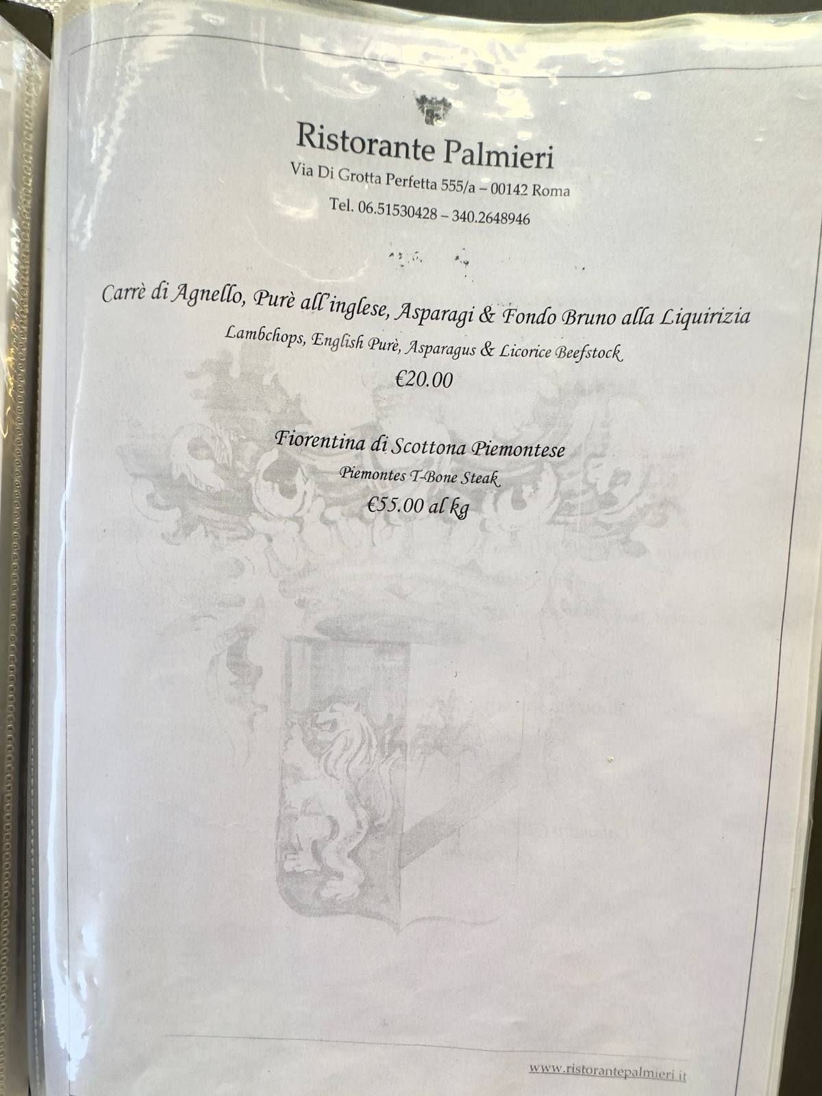 Menu di Ristorante Palmieri 