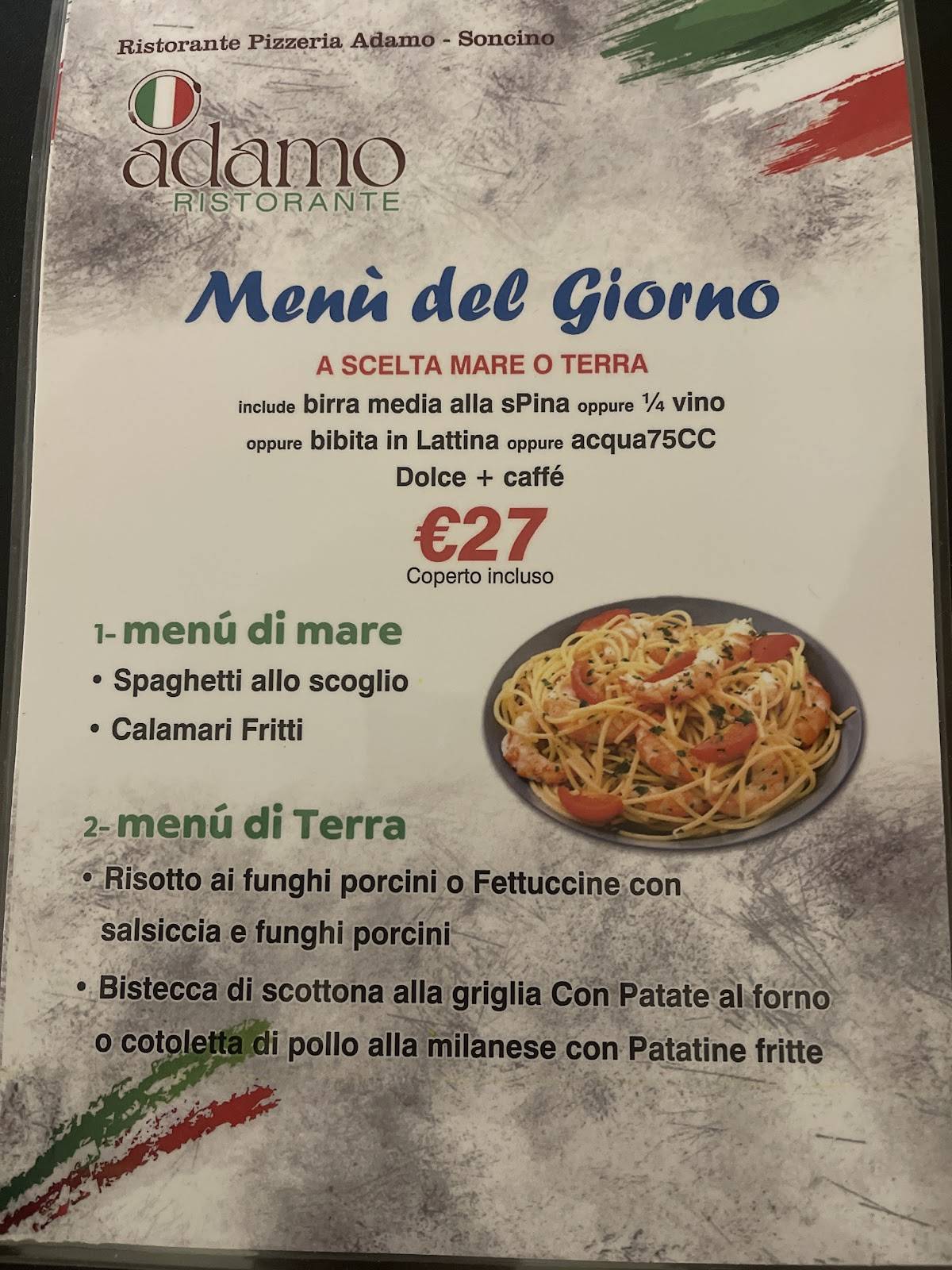 Menu di Ristorante Pizzeria ADAMO 