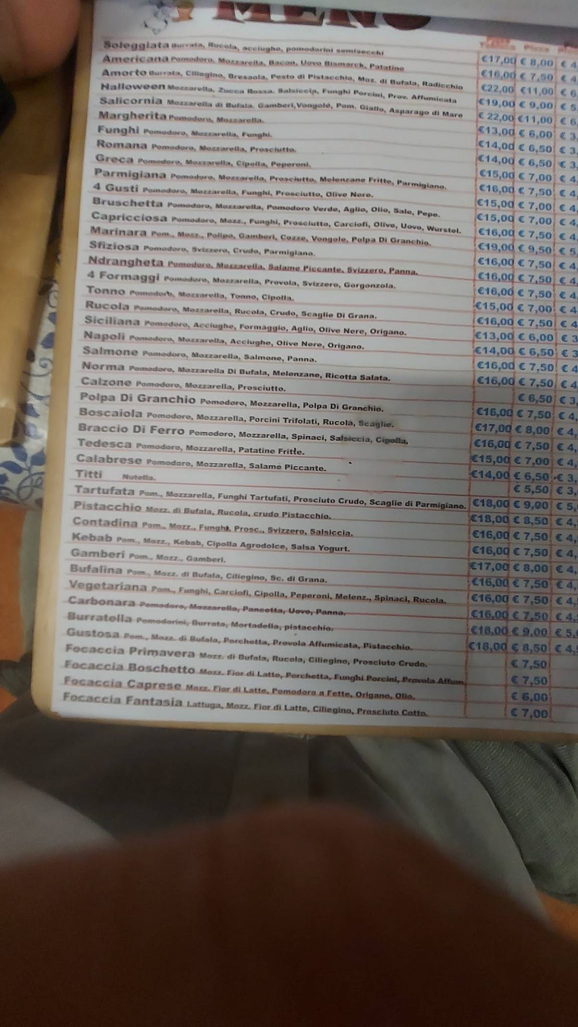 Menu di Ristorante Pizzeria Bar 'Ni Tanu 