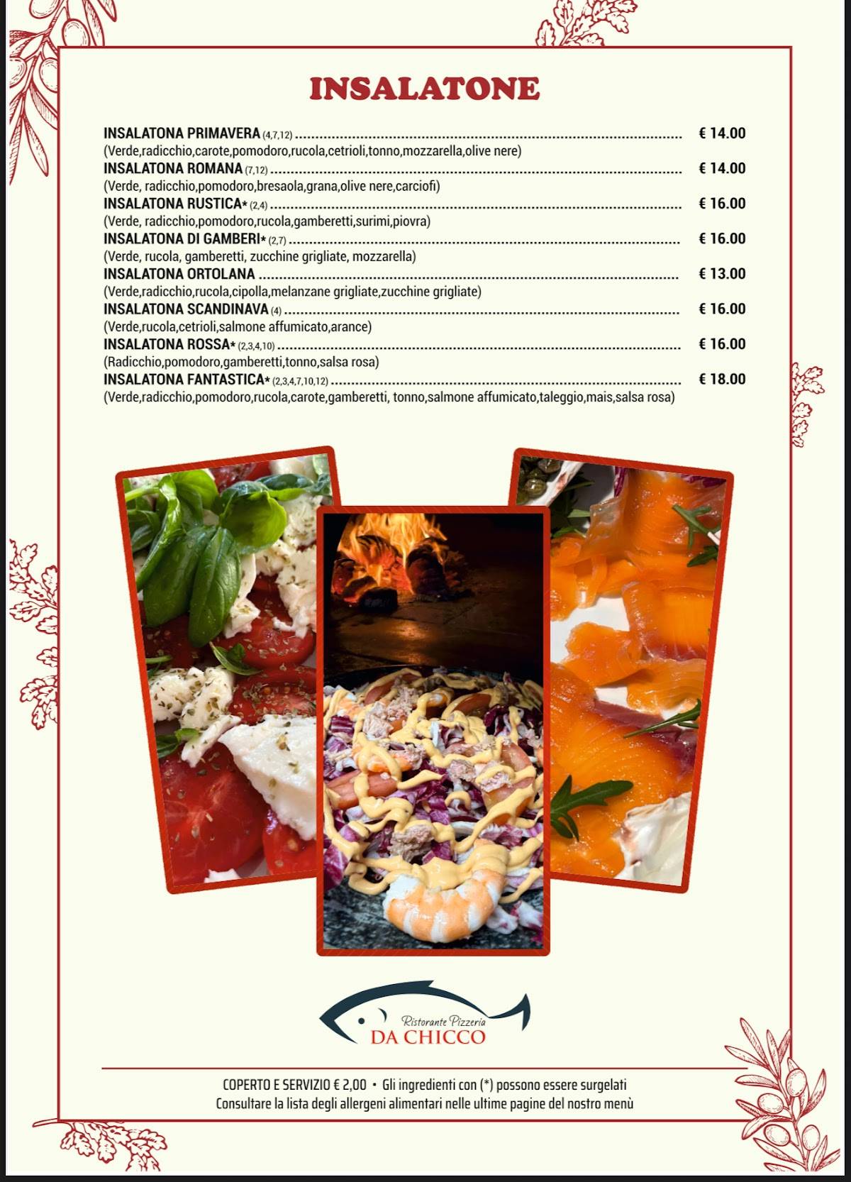 Menu di Ristorante Pizzeria Da Chicco 