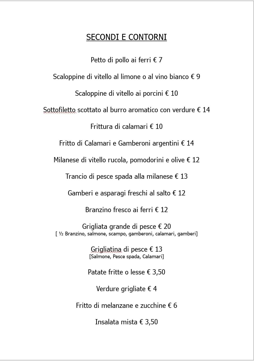 Menu di Ristorante Pizzeria "Da Gisella" 