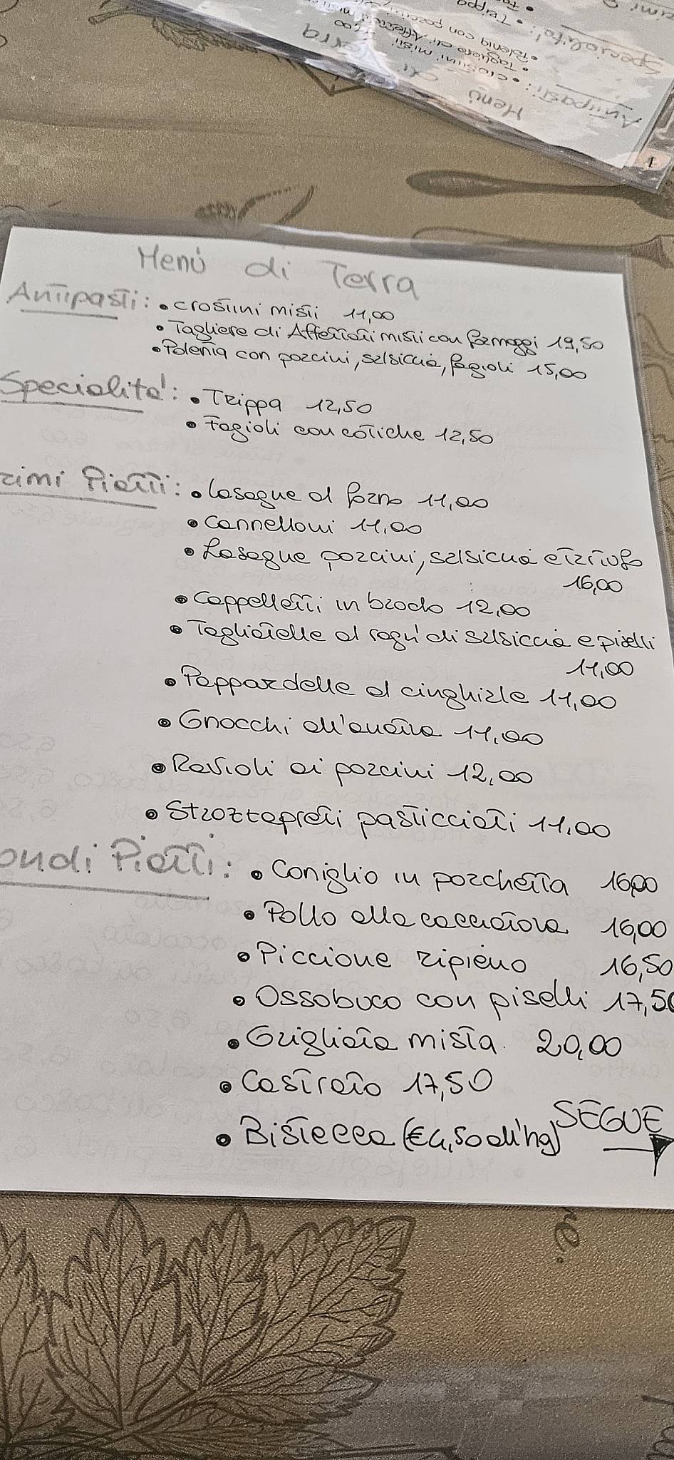 Menu di Ristorante da Ivano - Pizzeria 