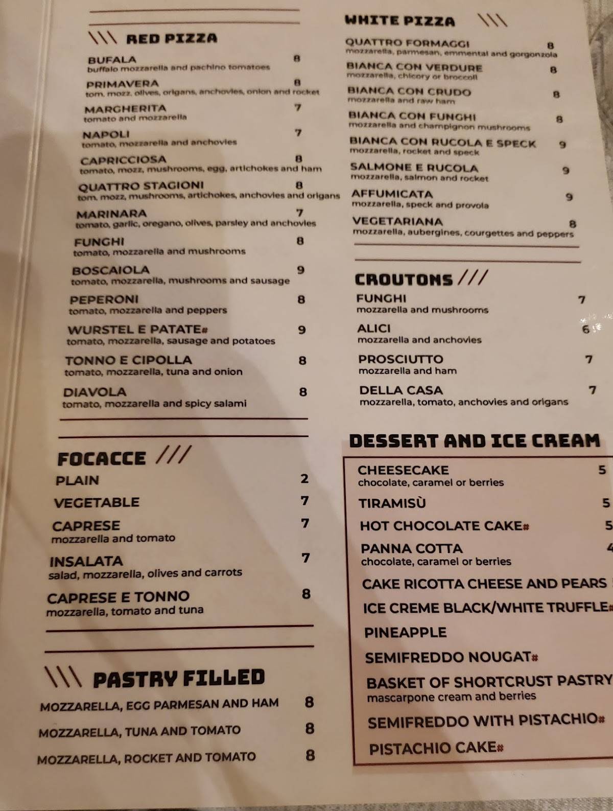 Menu di Ristorante Pizzeria degli Abruzzi 