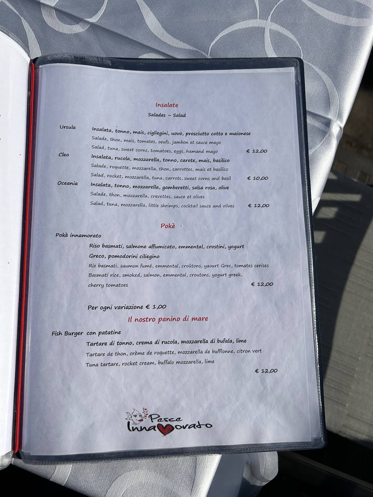 Menu di Ristorante Pizzeria Pesce Innamorato 