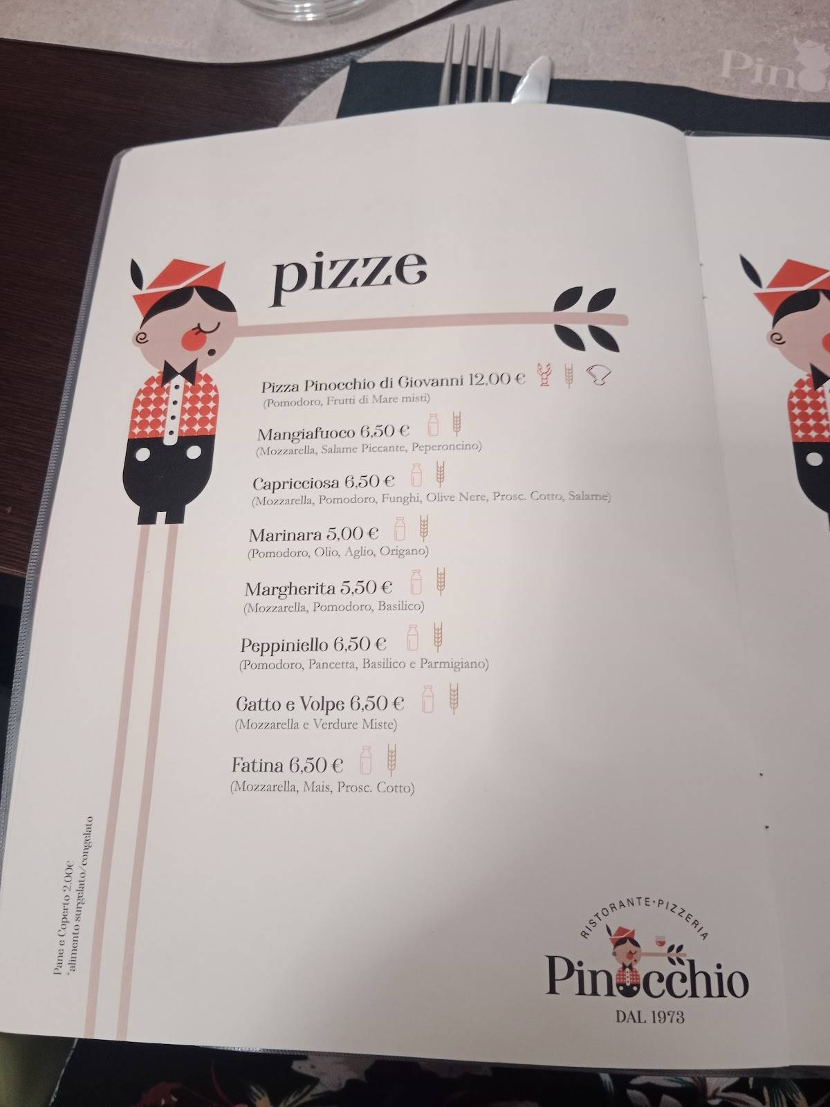 Menu di Pinocchio 