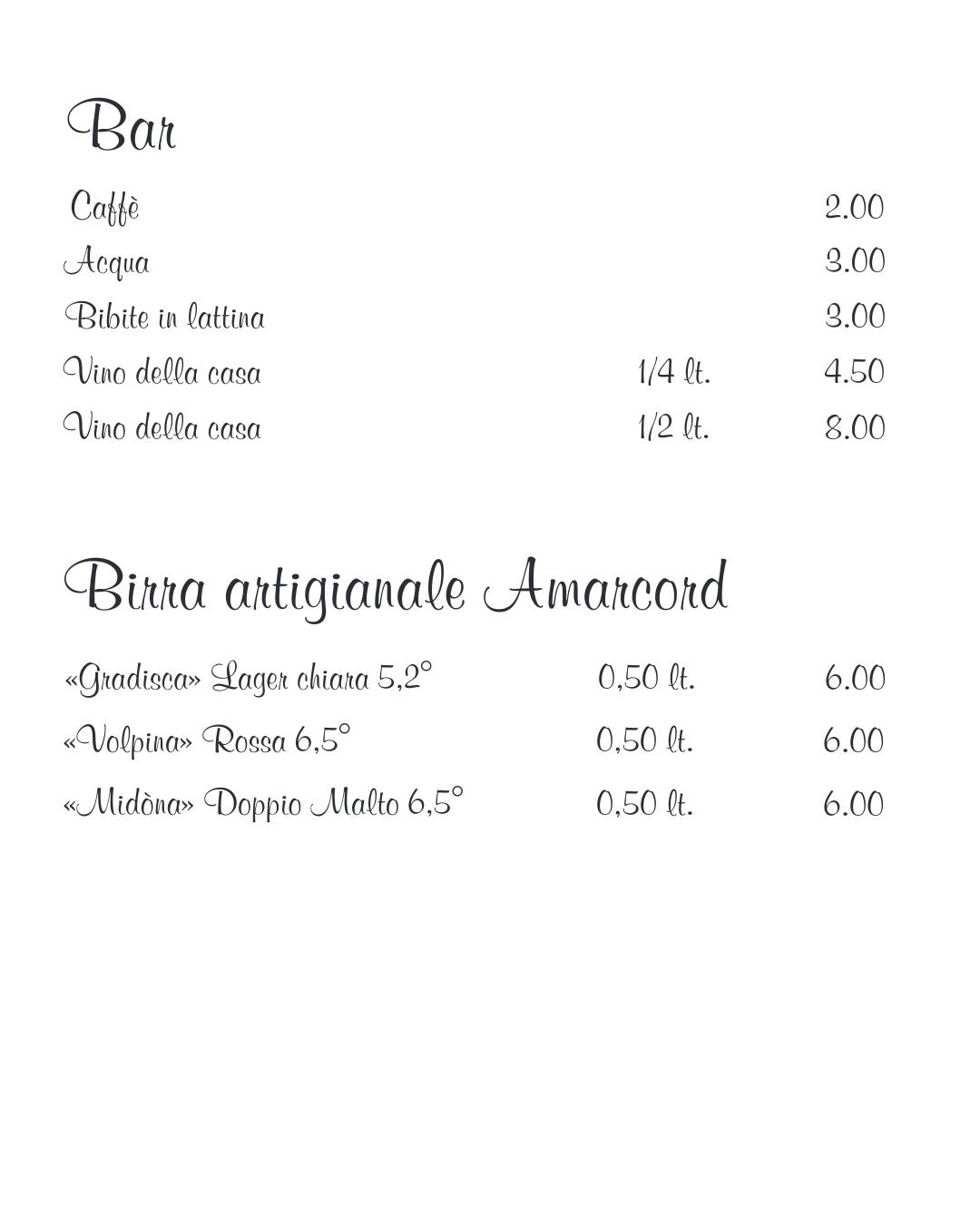 Menu di Ristorante Prua 