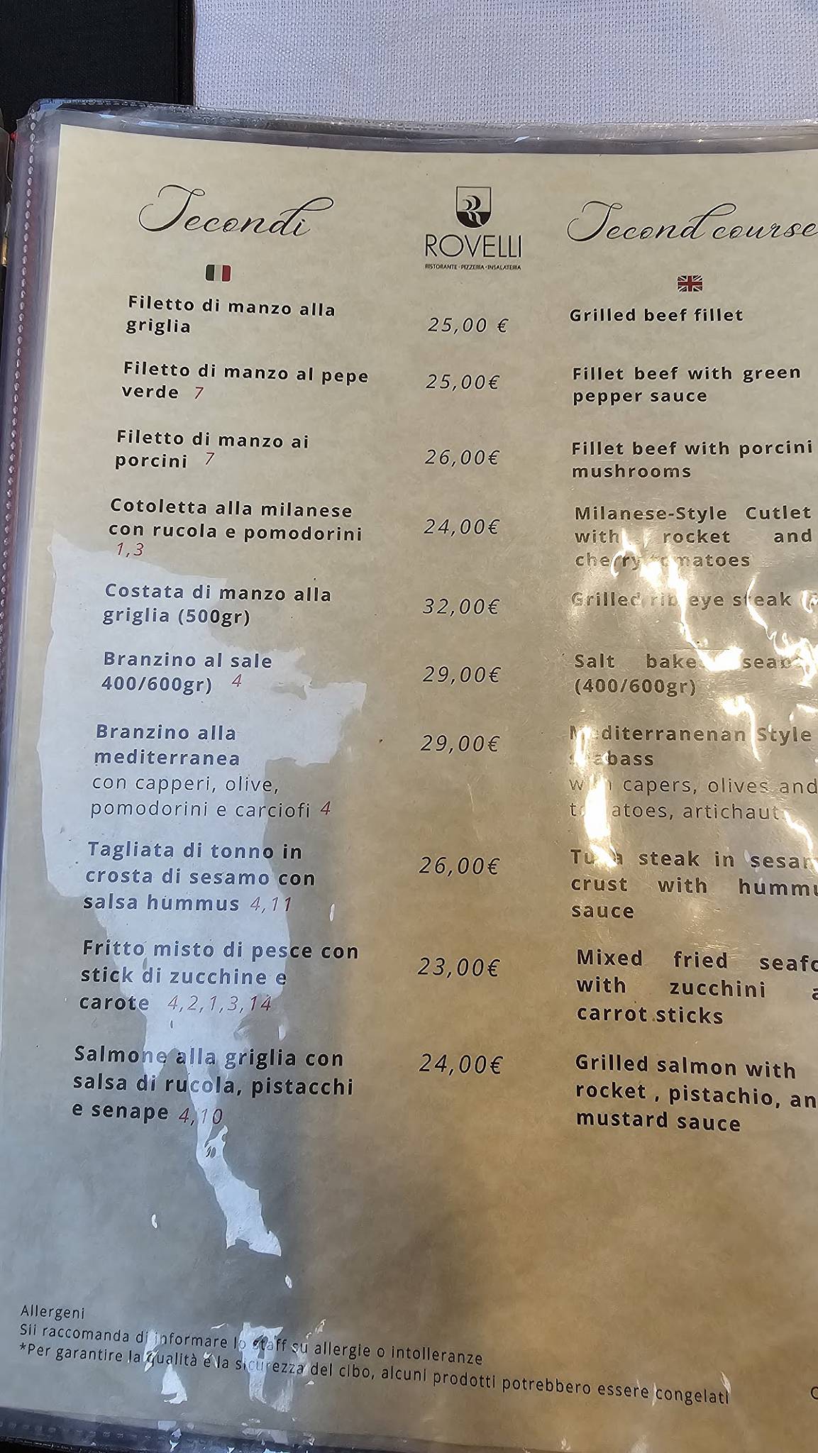 Menu di Ristorante Rovelli 