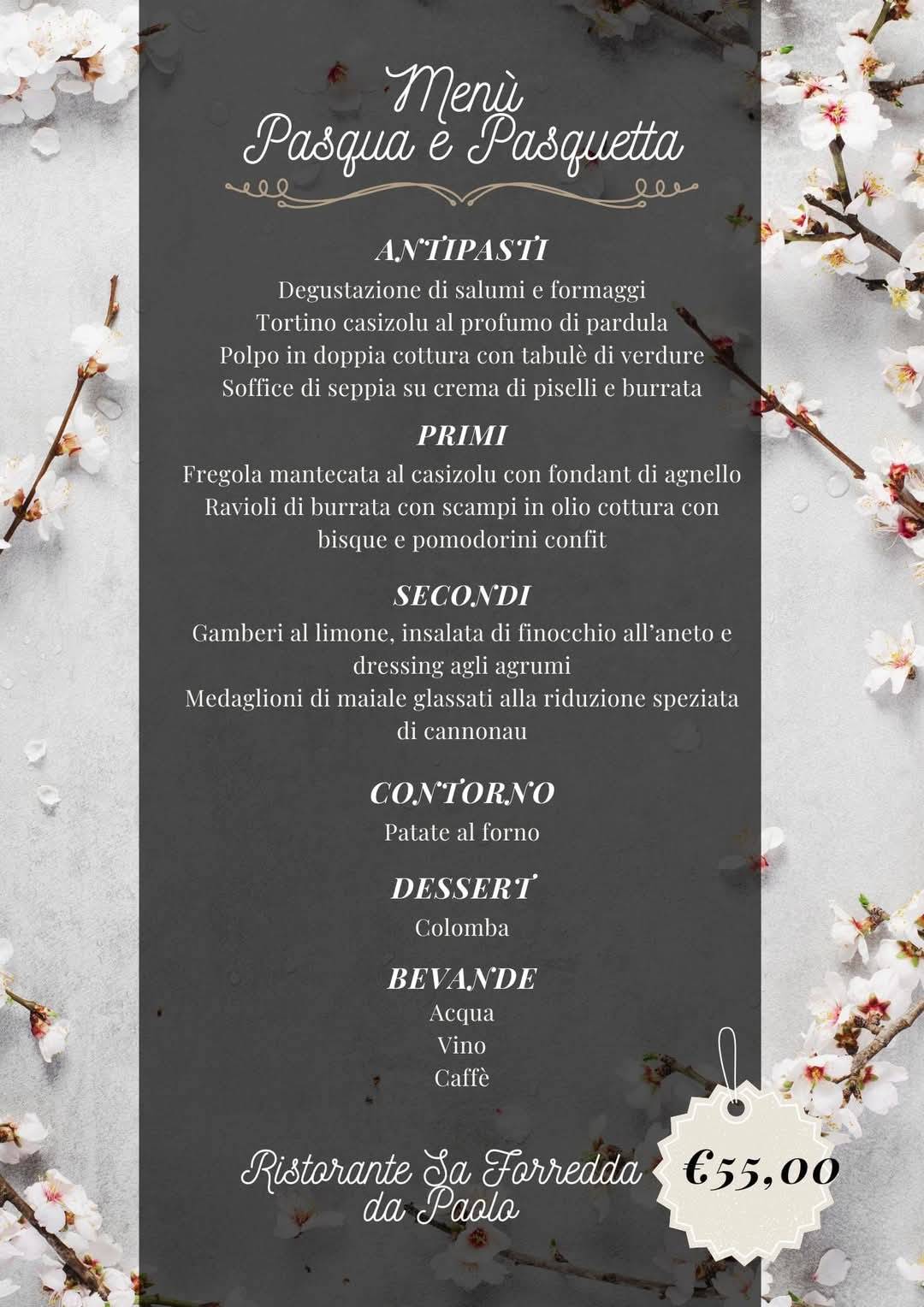 Menu di Ristorante Sa forredda da Paolo 