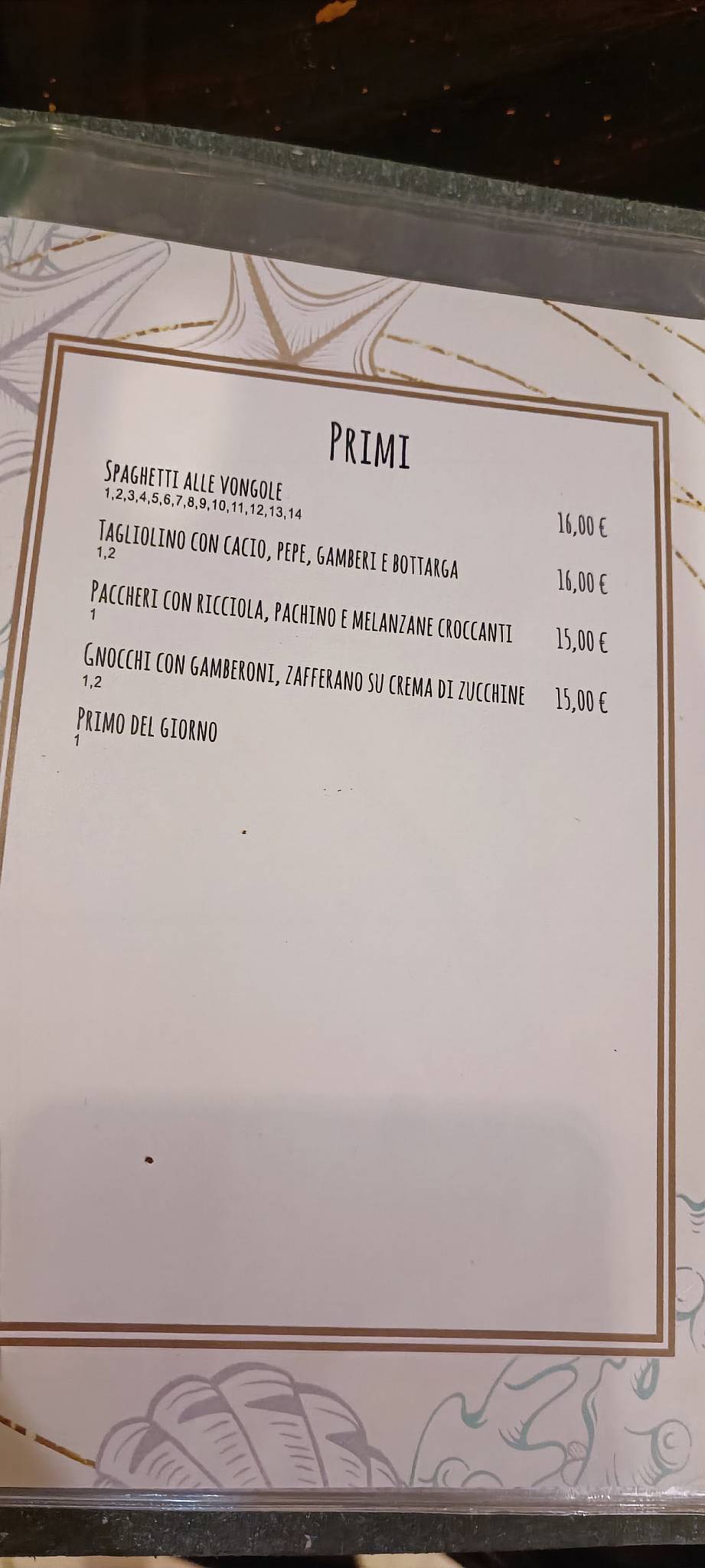 Menu di Ristorante Salsedine 