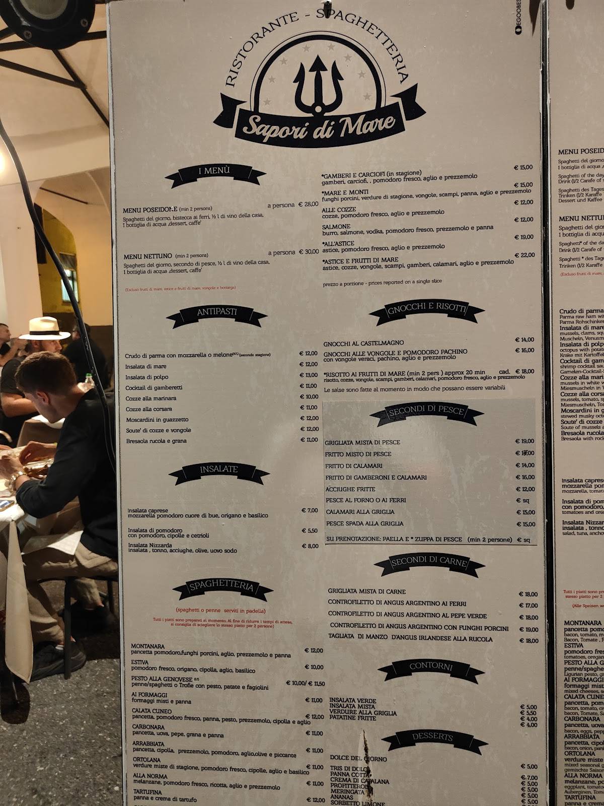 Menu di Ristorante Spaghetteria Sapori Di Mare 
