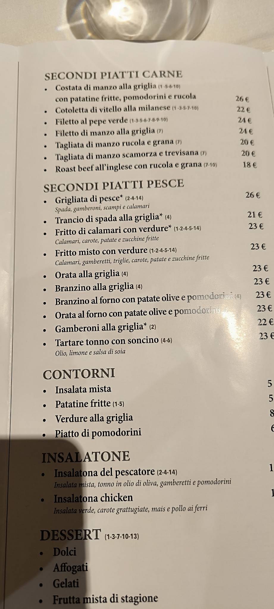 Menu di Ristorante Sporting Brugherio 