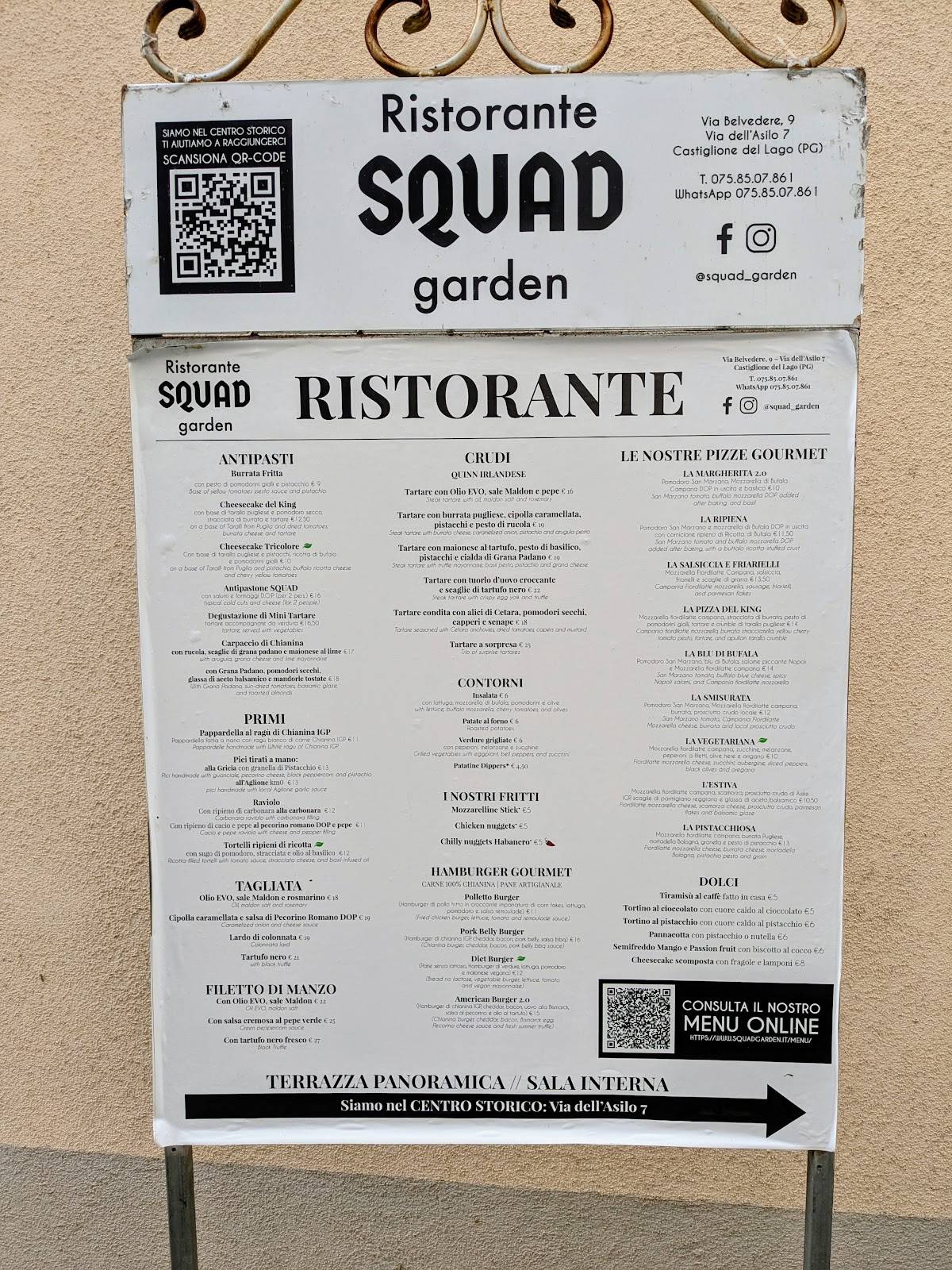 Menu di Ristorante Squad Garden 