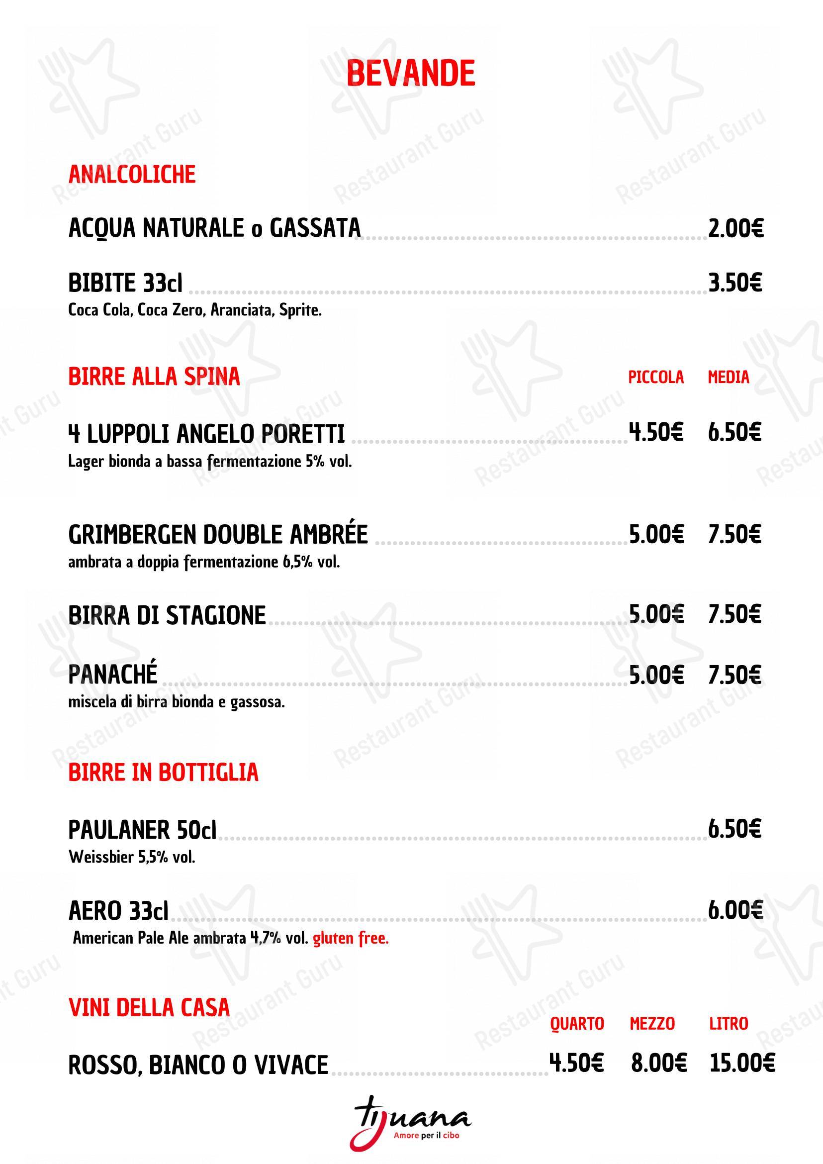 Ristorante Tijuana Spirano in Spirano - Menu