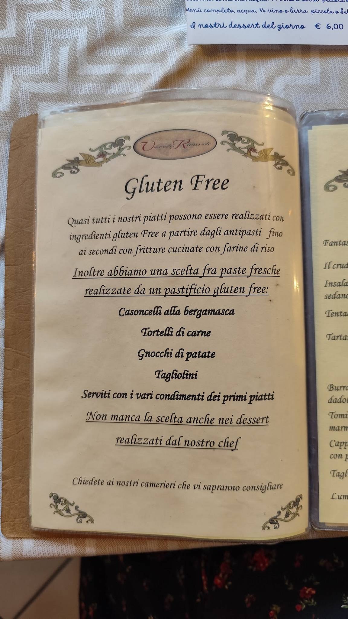 Menu di Ristorante Pizzeria Vecchi Ricordi da Gimbo 