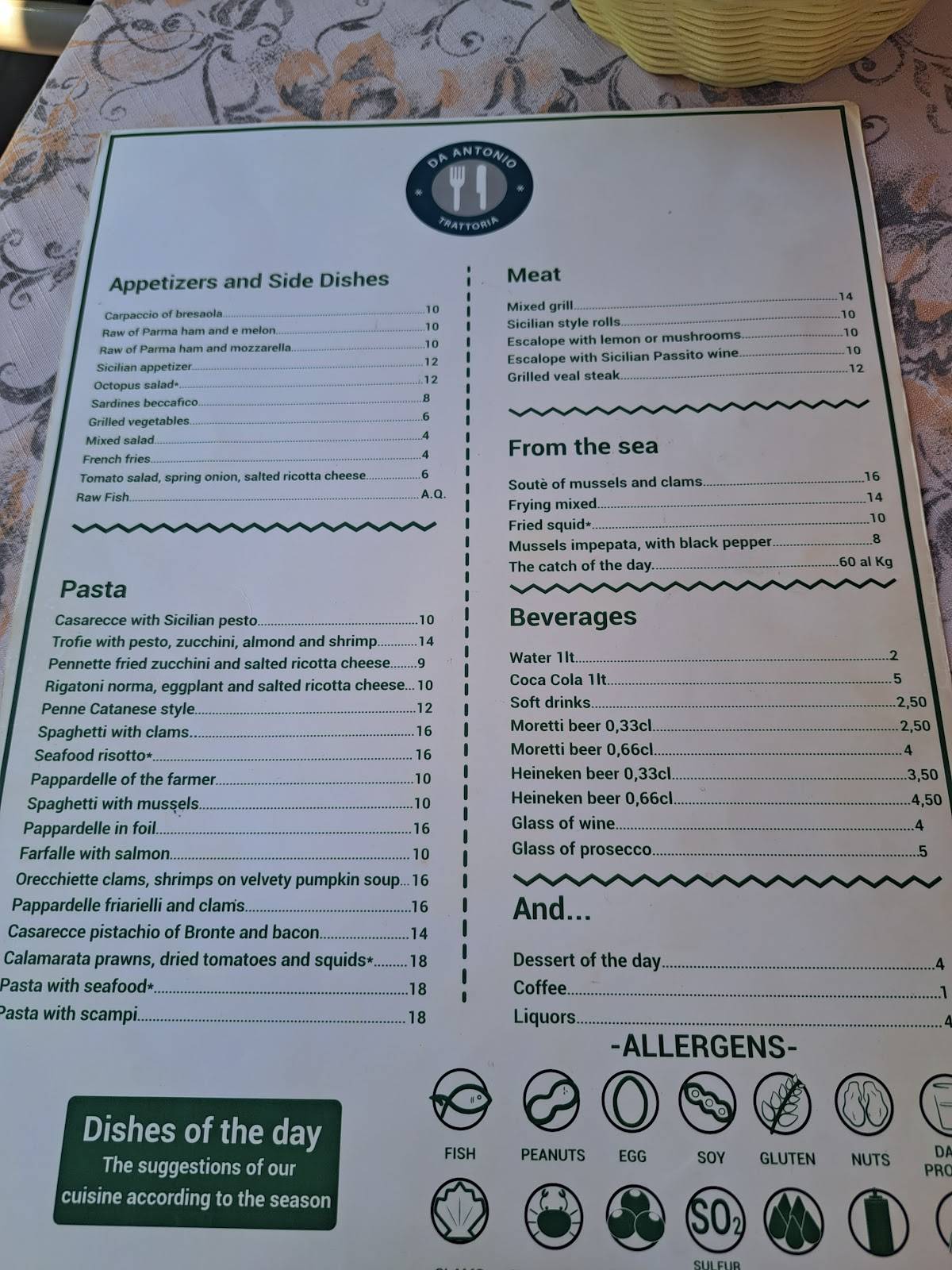Menu di Ristorante da Antonio 