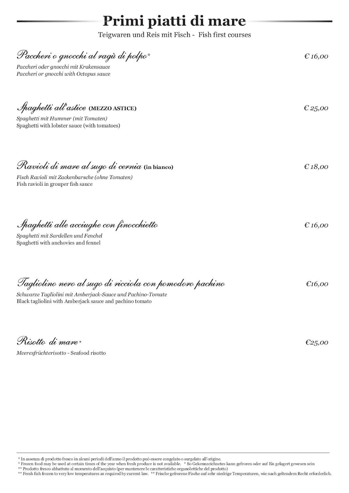 Menu di Ristorante da Pilade 