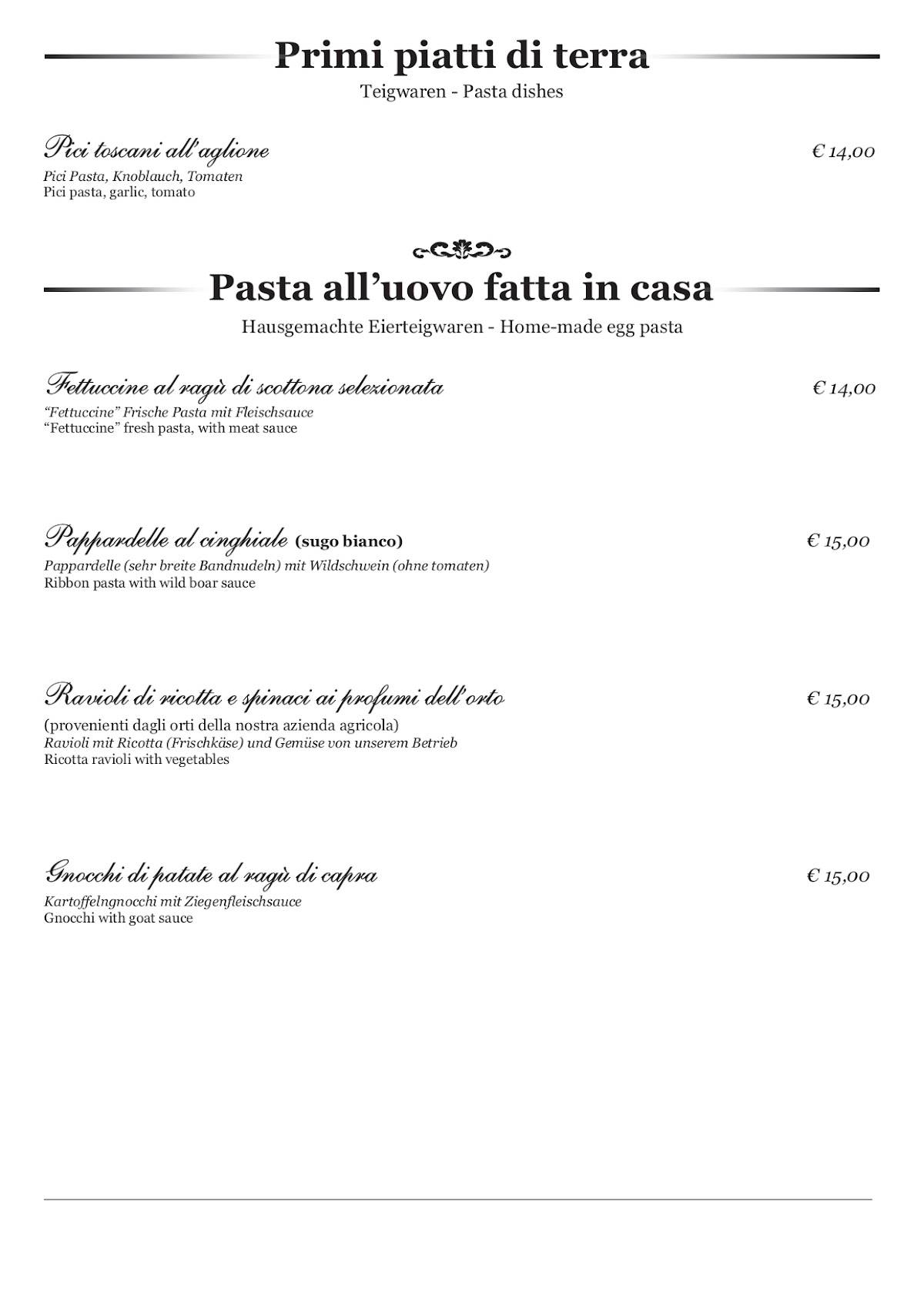 Menu di Ristorante da Pilade 