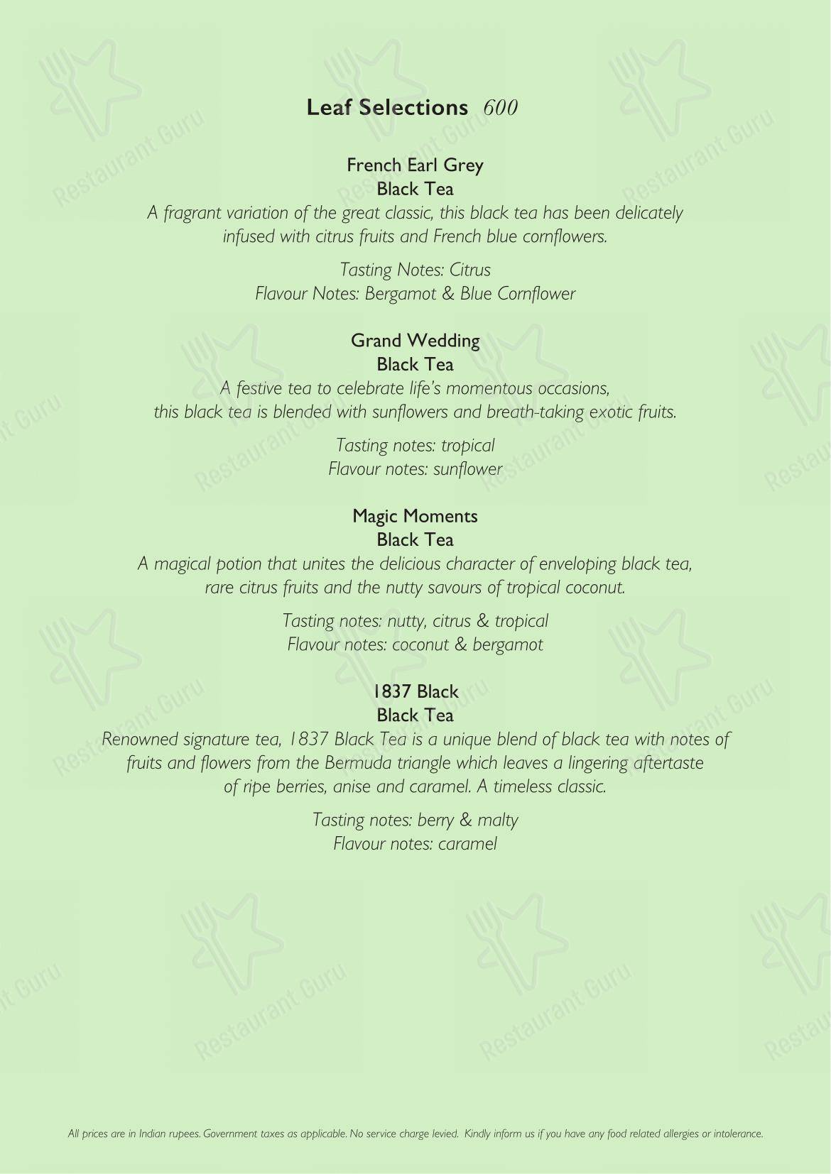 Roasted by Roseate - Menu