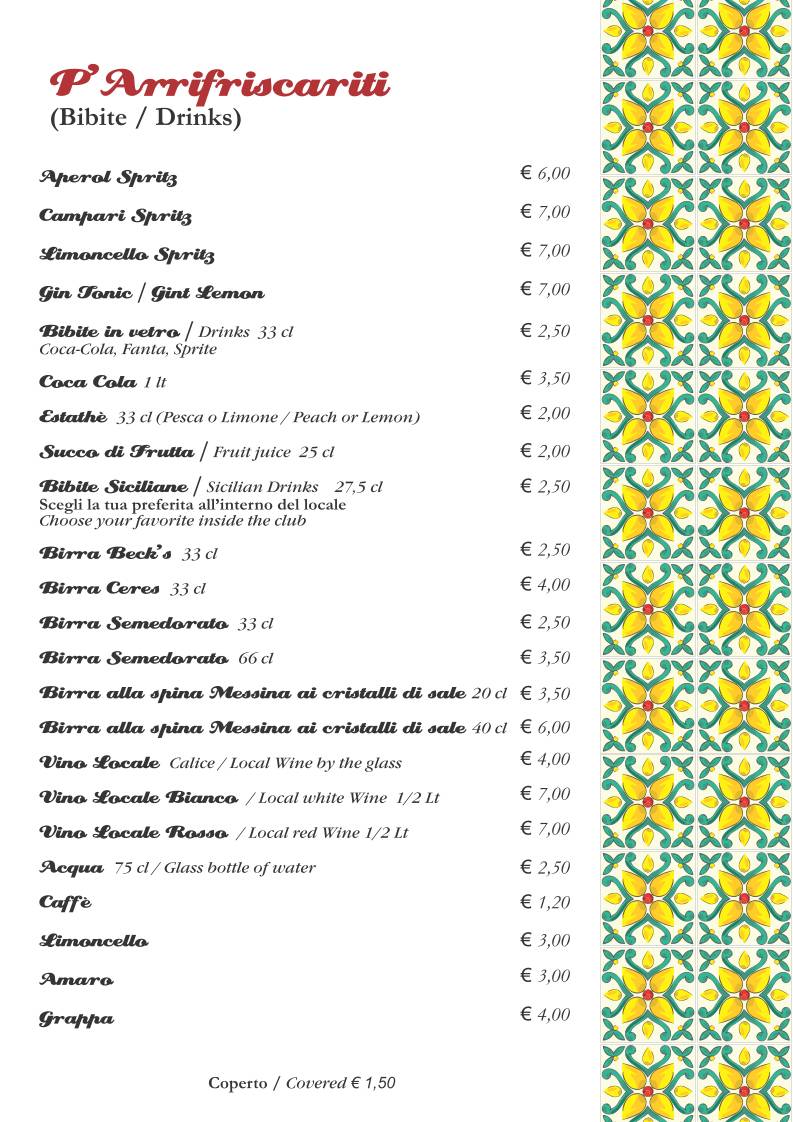 Menu di Rollo' Trattoria & Gastronomia Siciliana 