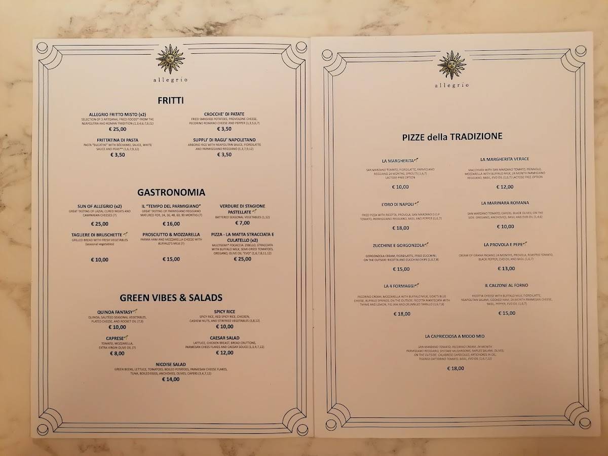 Menu di Allegrío 