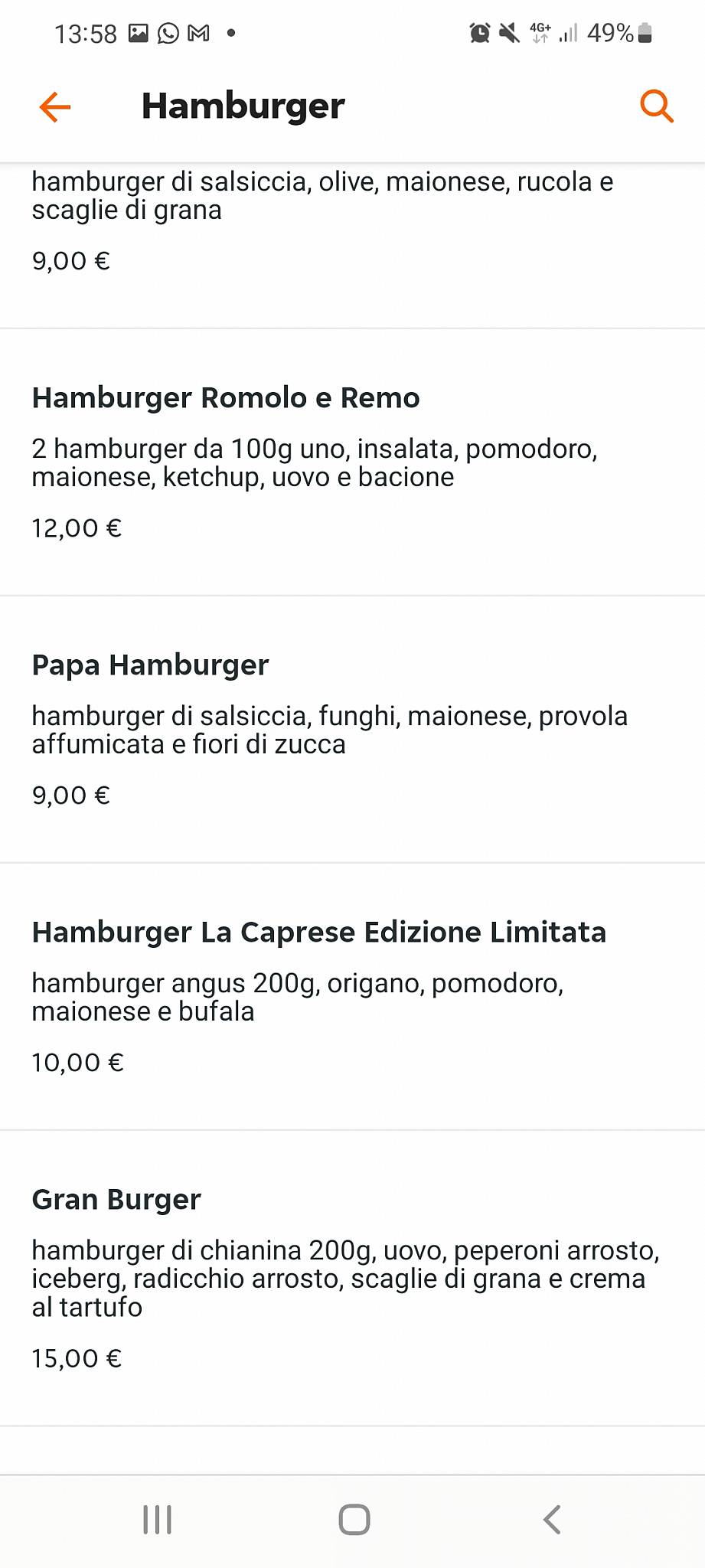 Menu di Cristian Bar 