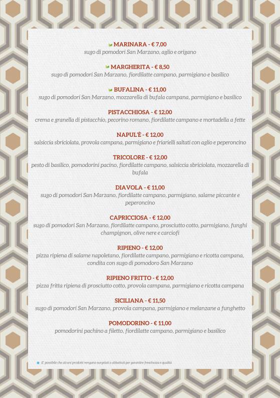 Menu di Mama Eat - Roma Vaticano 