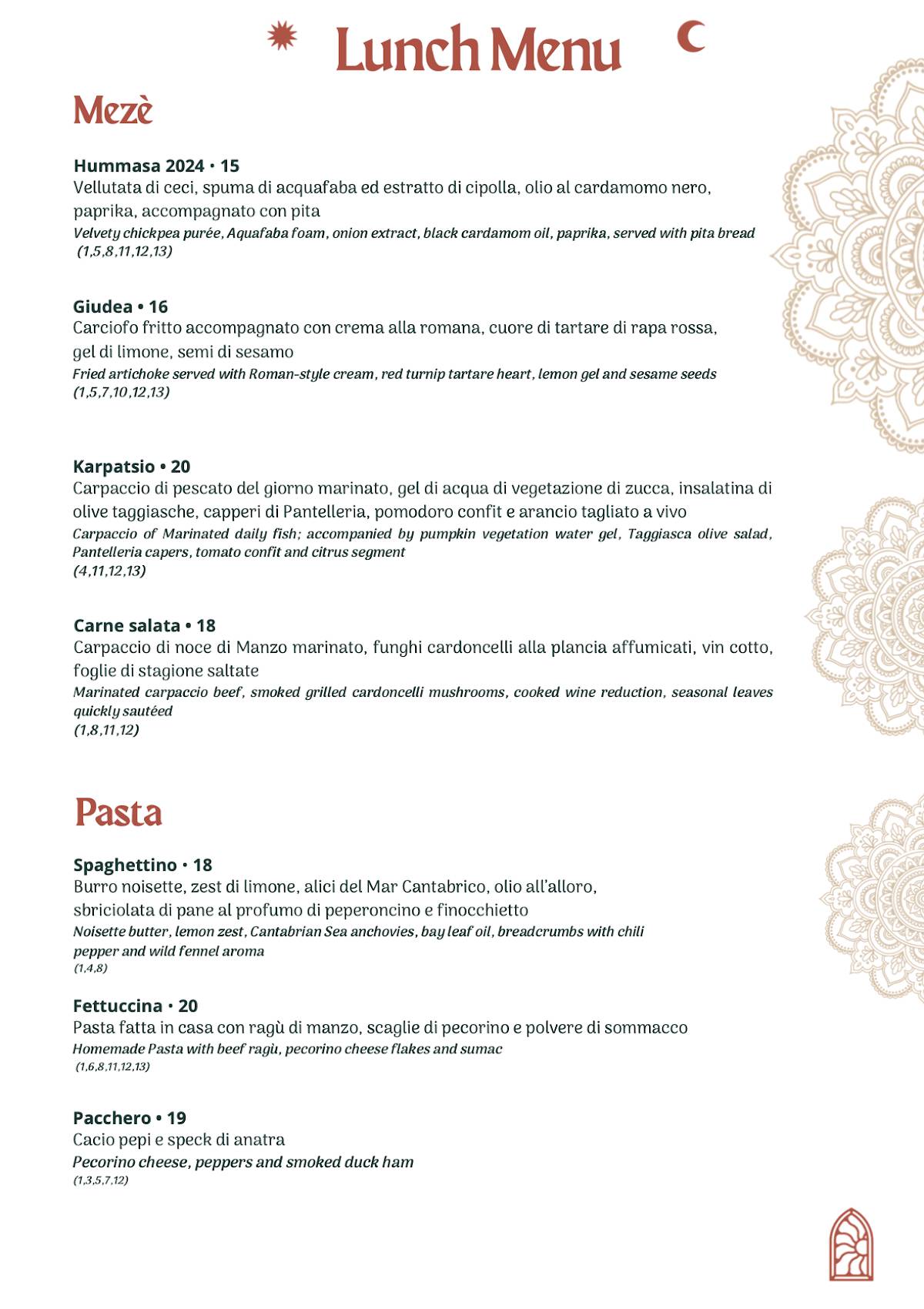 Menu de Masa Rooftop