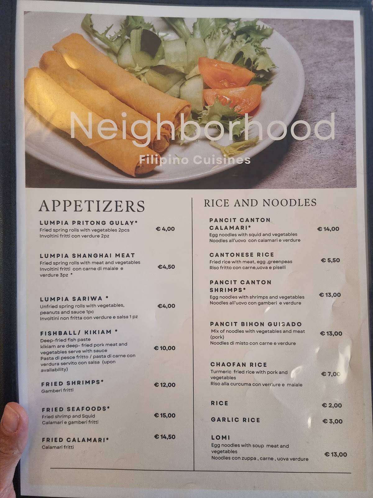 Menu di Neighborhood Filipino Restaurant 