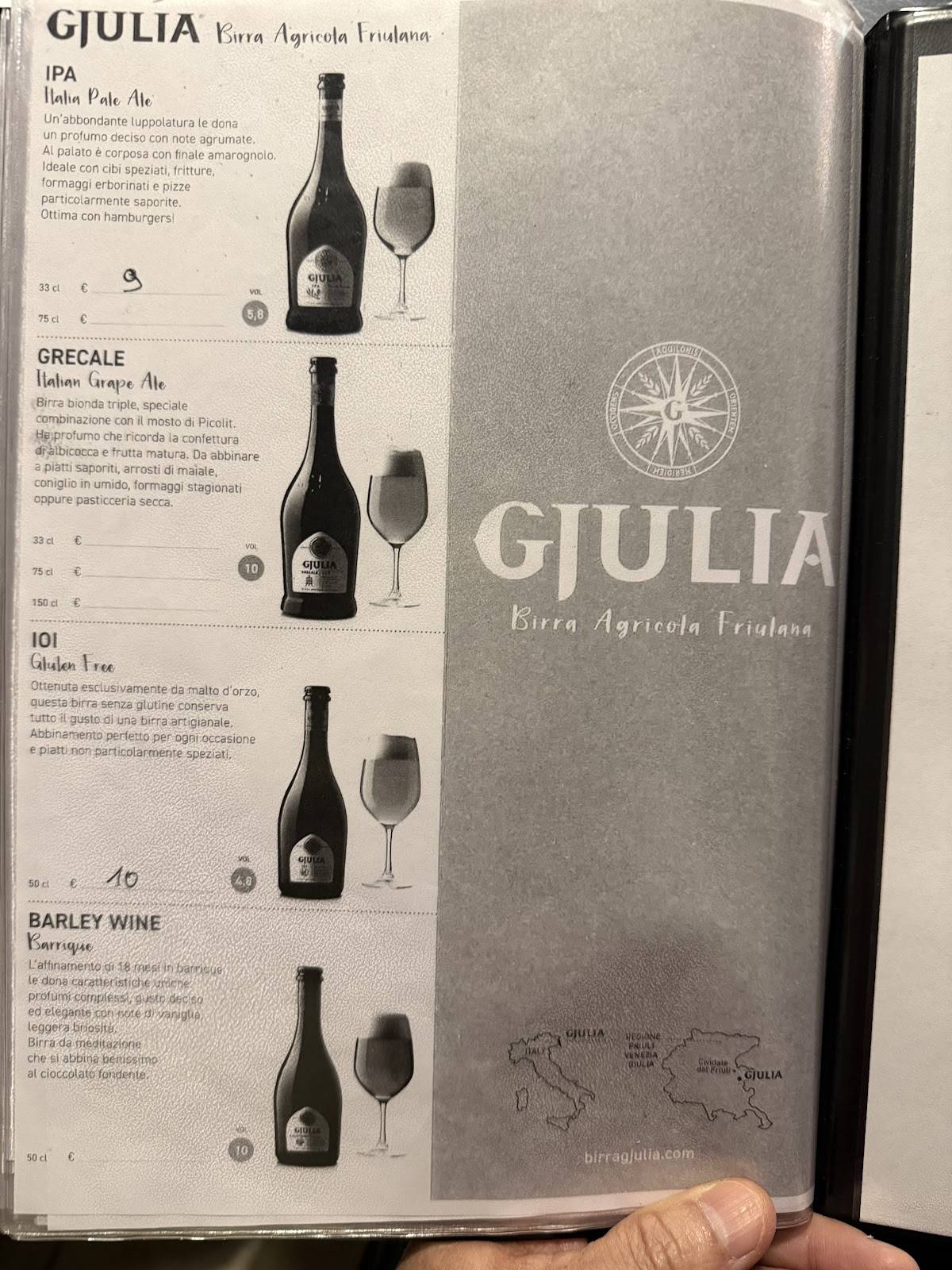 Menu di Osteria Bacco 