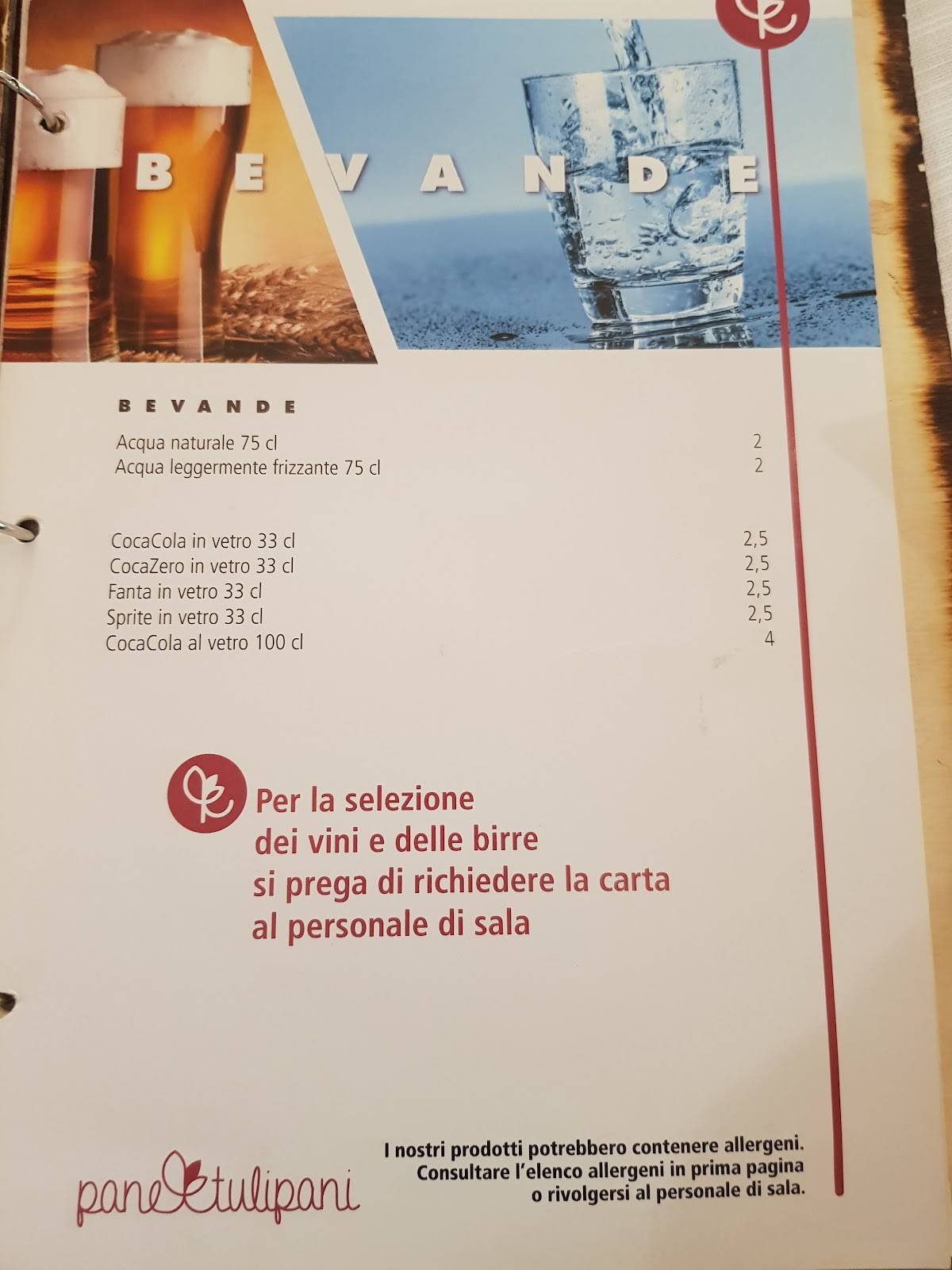 Menu di Pane e Tulipani 