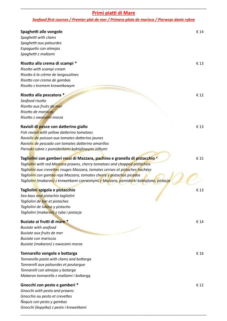 Menu di Ristorante Calliope 