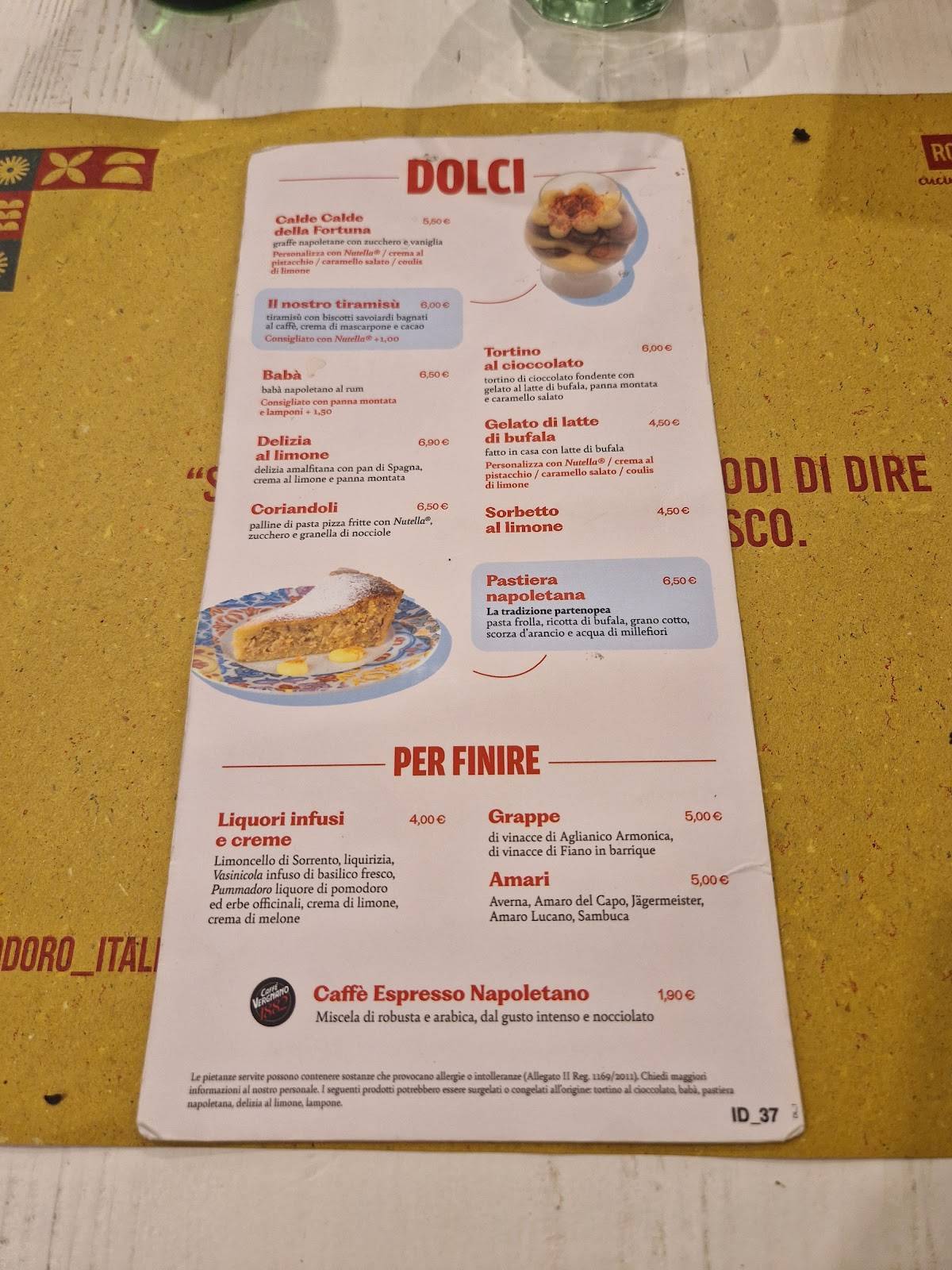 Menu di Rossopomodoro Roma Est 
