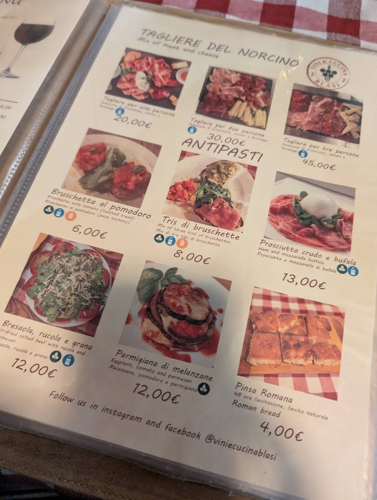 Menu di Vini & Cucina Blasi 