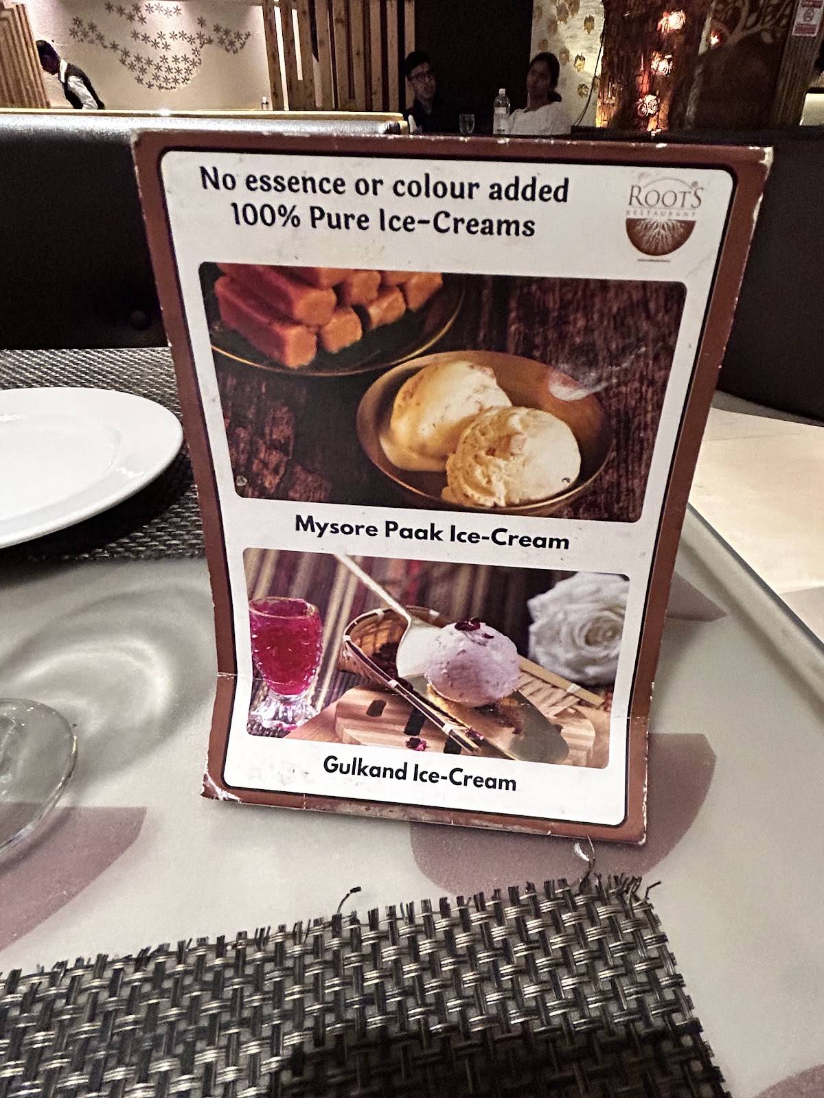 Roots Restaurant menu