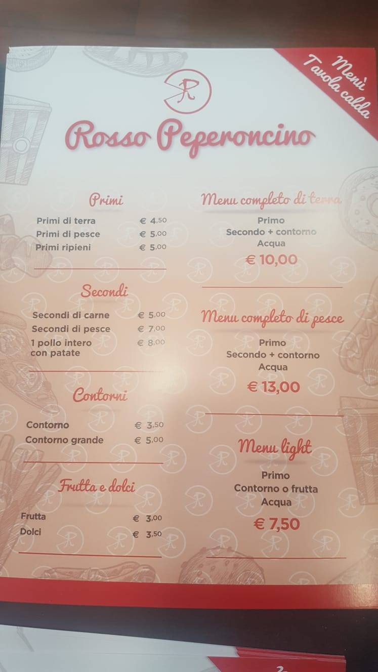 Menu di Rosso Peperoncino - Spinaceto 