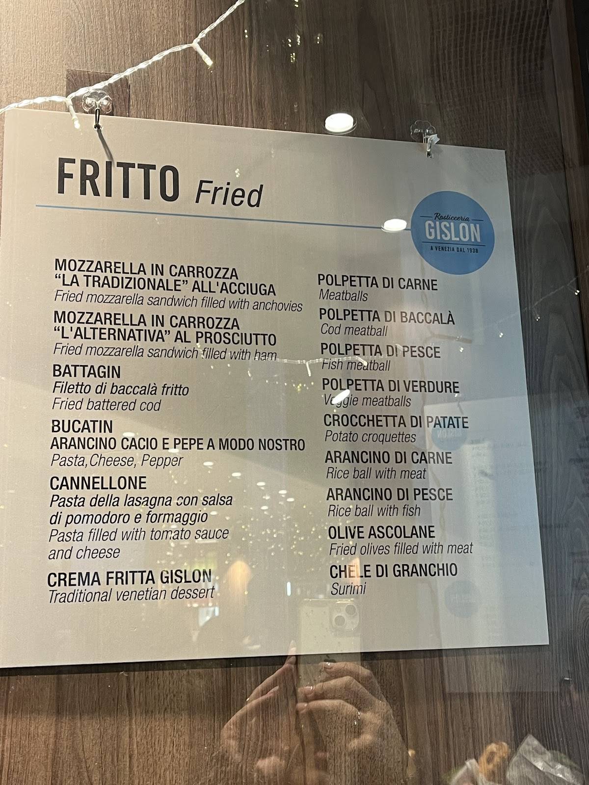 Menu di Rosticceria Gislon 