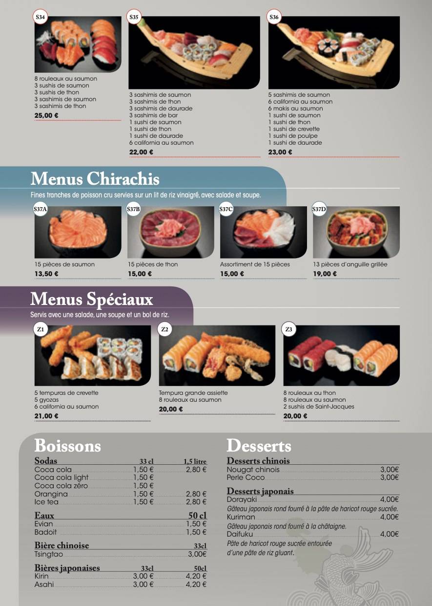 Menu de Fujiya Sushi I Buffet à volonté