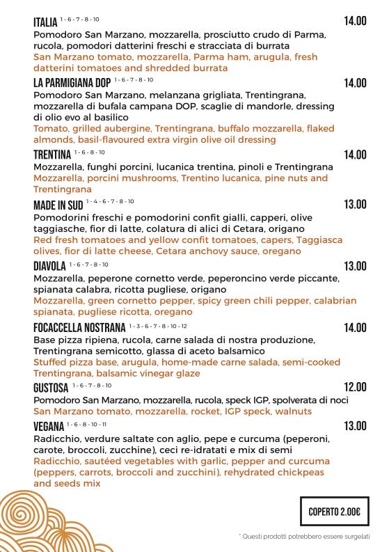 Menu di Bicigrill Rovereto 