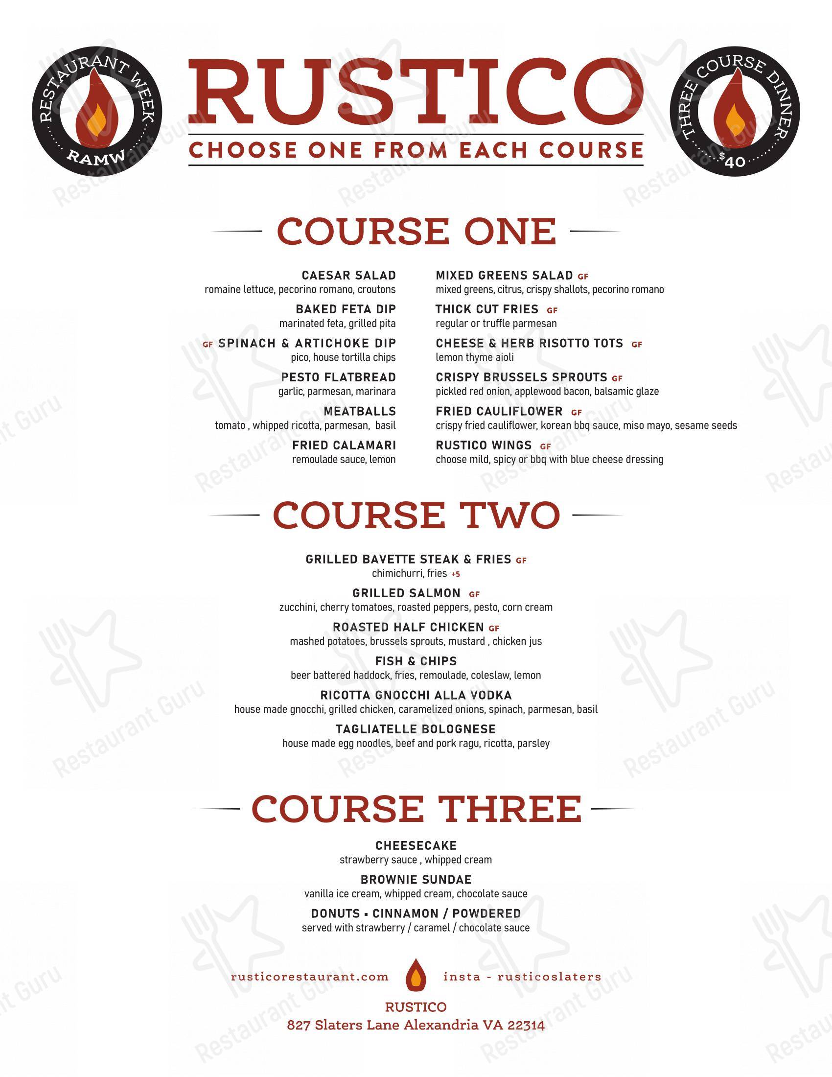 Menu pour Rustico Kitchen And Bar - Menu