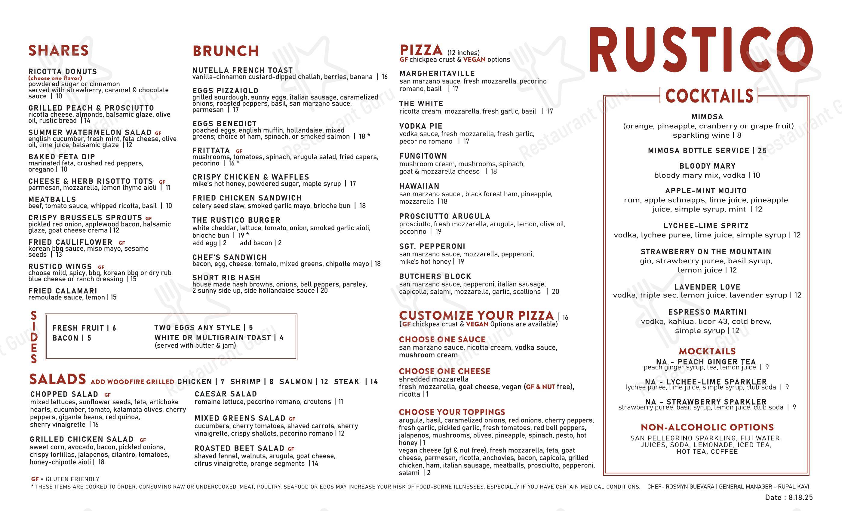 Ночное меню pour Rustico Kitchen And Bar dans Kitchener