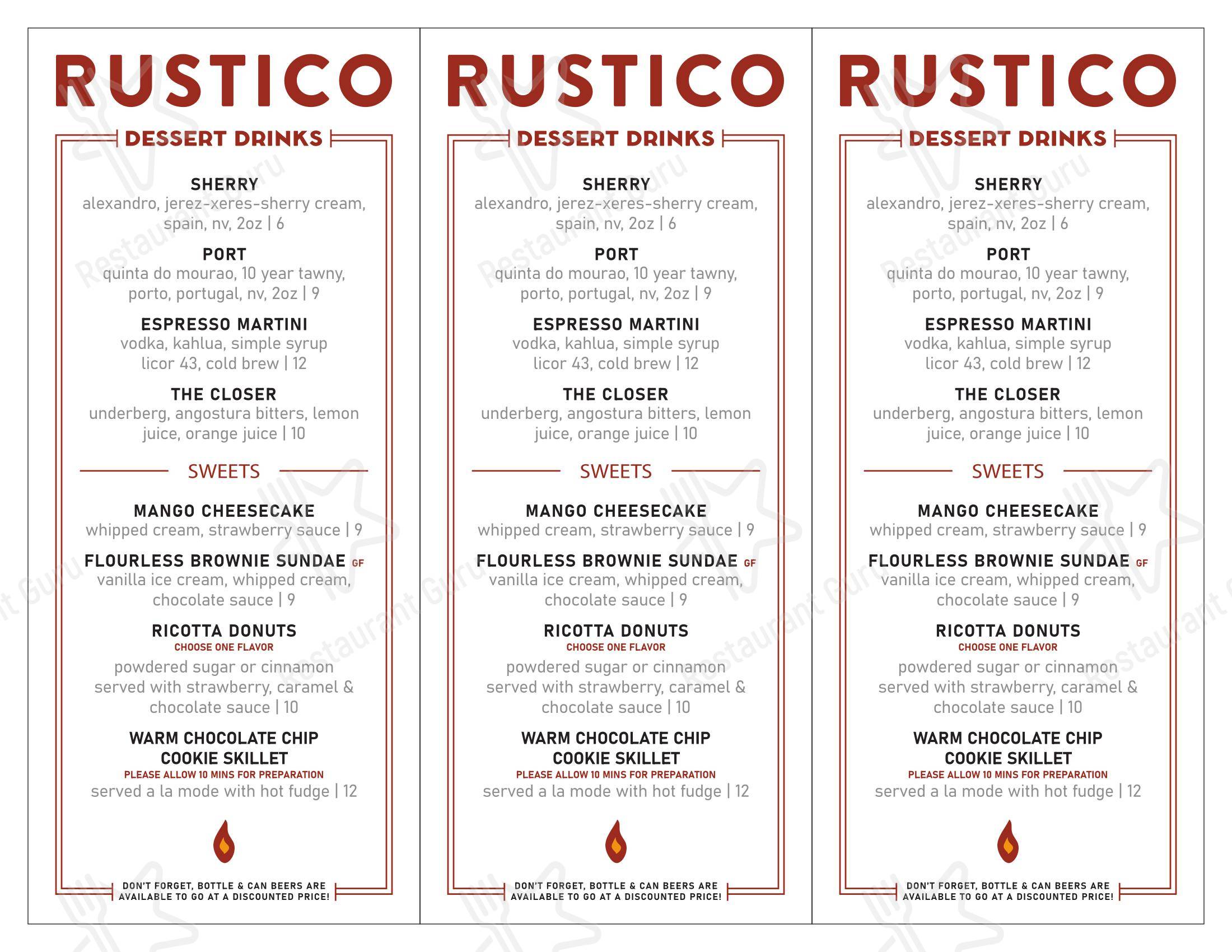 Lunch Menu pour Rustico Kitchen And Bar pub et bar