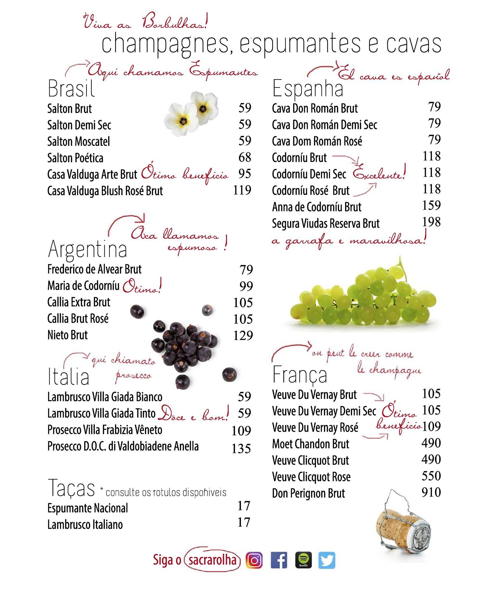 Sacra Rolha Wine Bar cardápio