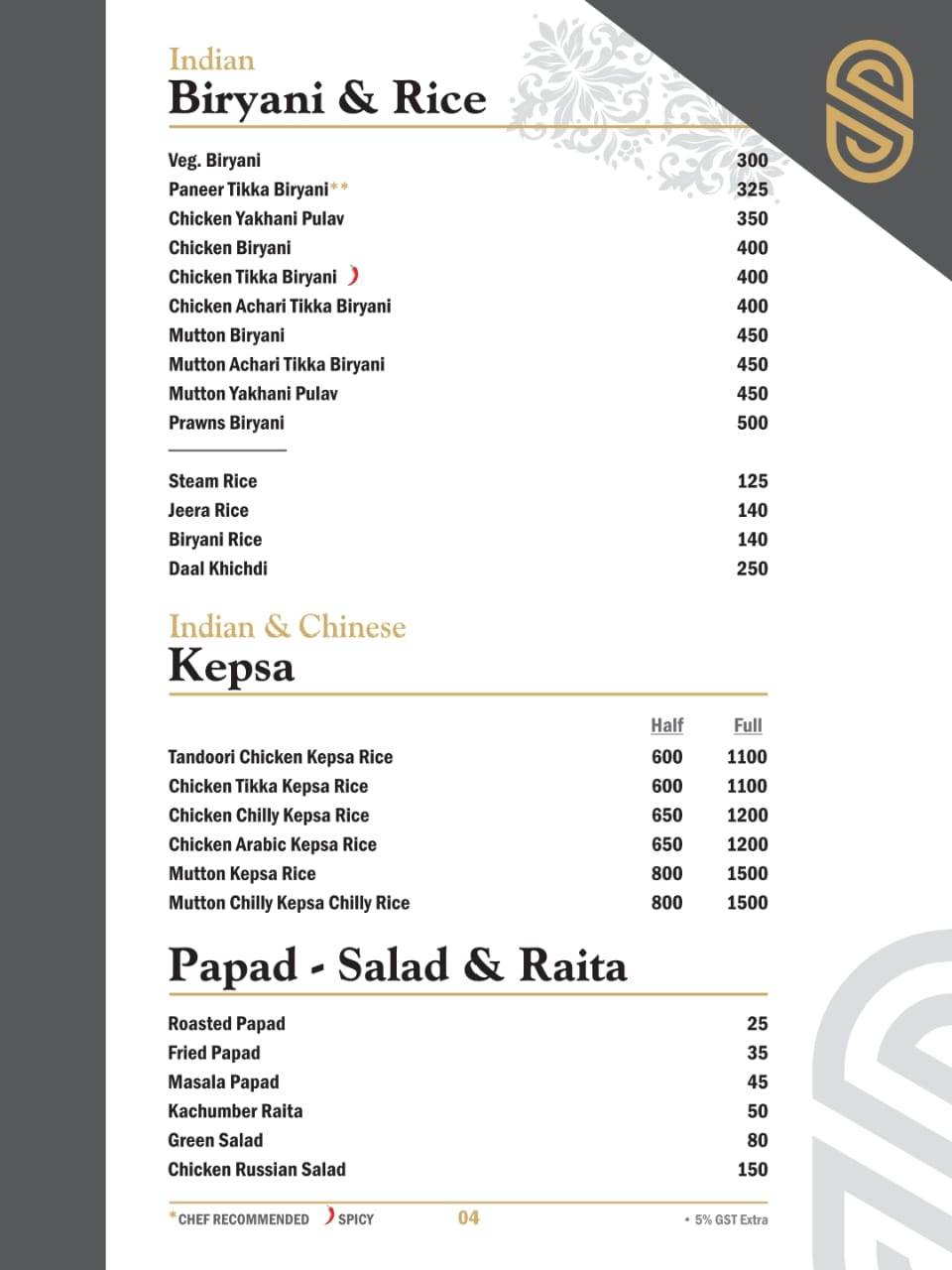 SAFEER MULTI CUISINE menu