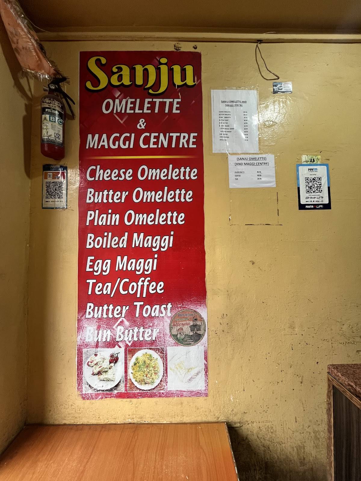 SANJU OMELLETE AND MAGGI CENTRE menu