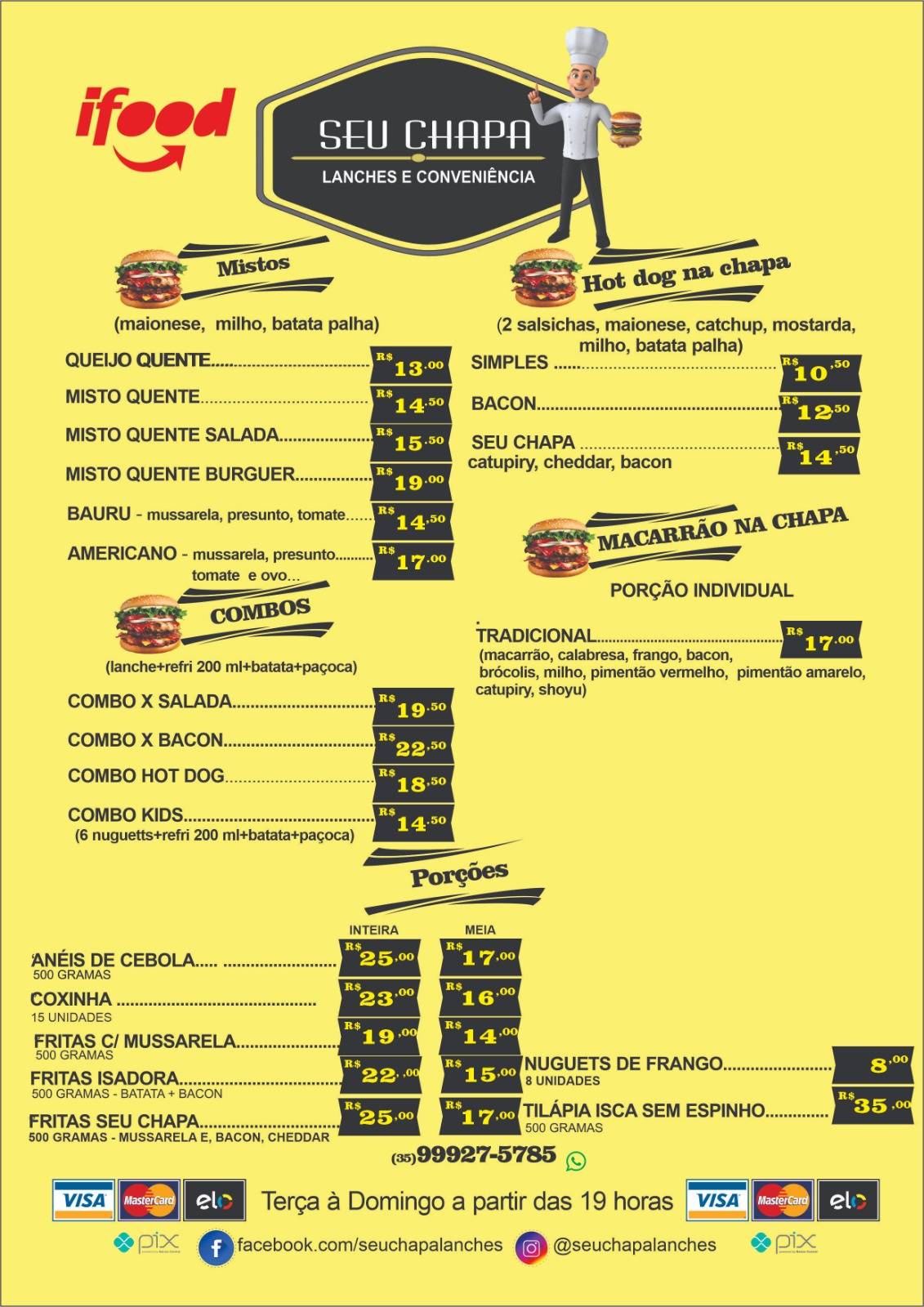 Seu Chapa Lanches e Conveniência Delivery cardápio