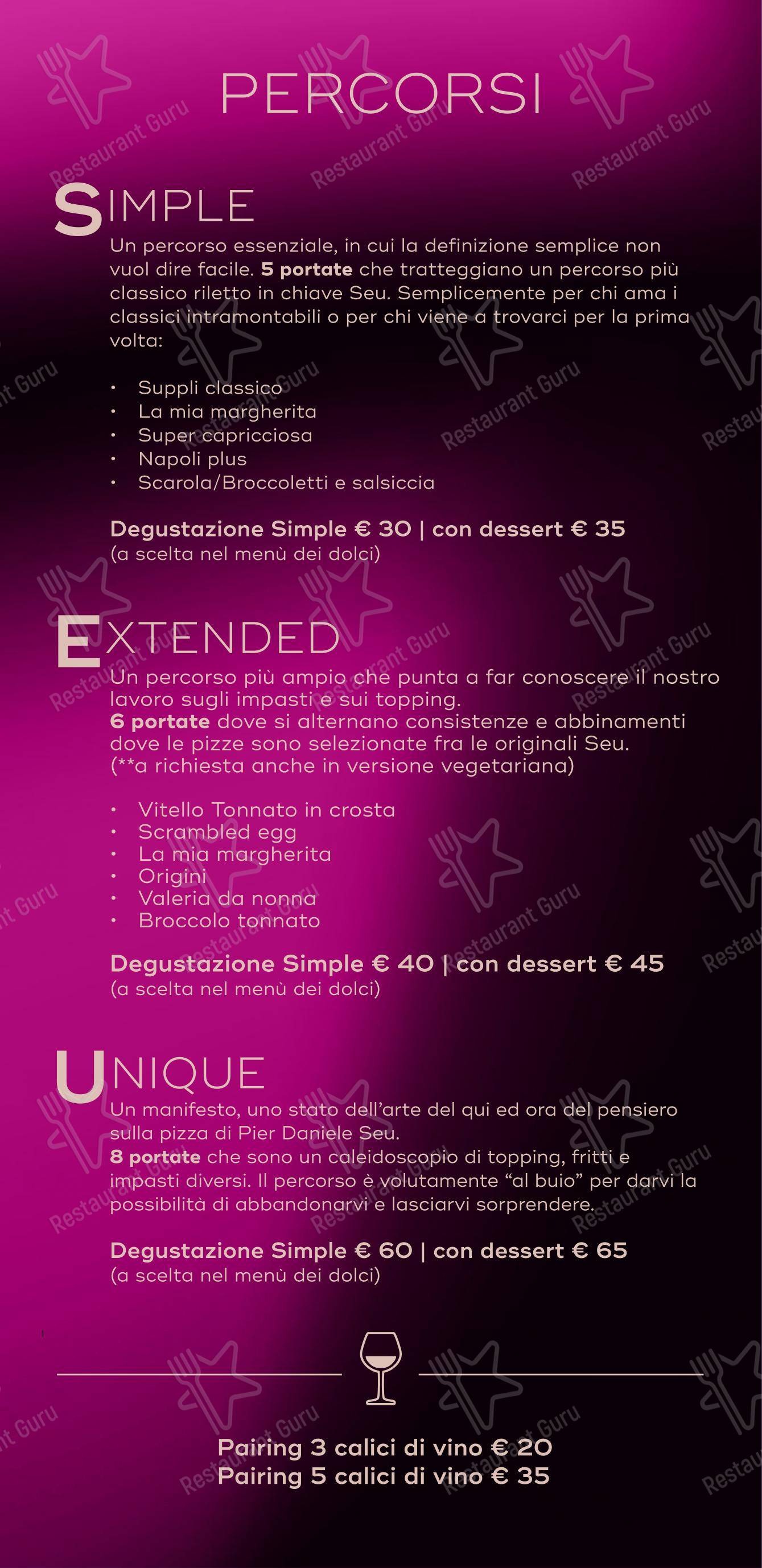 Menu per SEU Pizza pizzeria