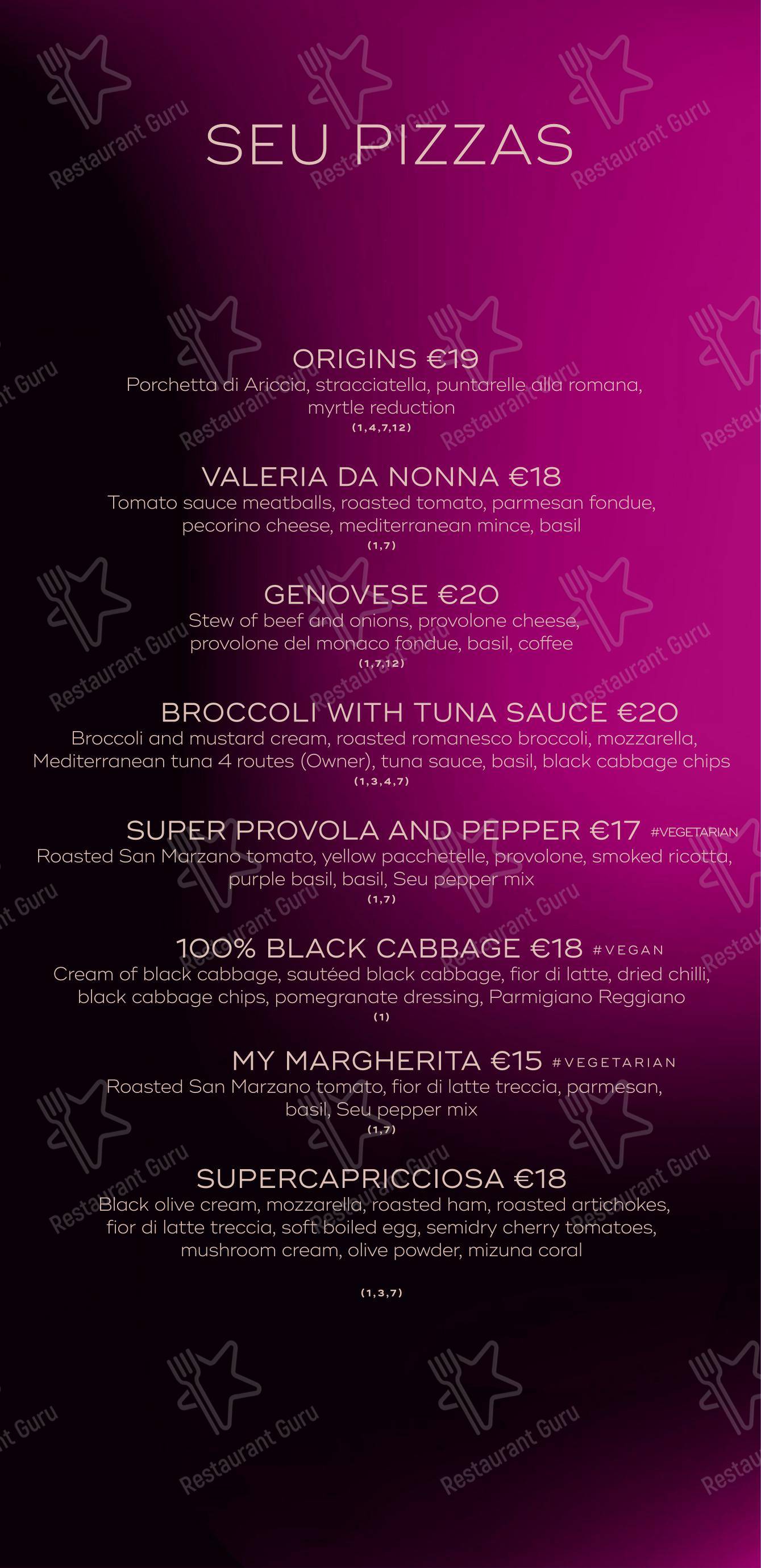 SEU Pizza in Roma - Menu