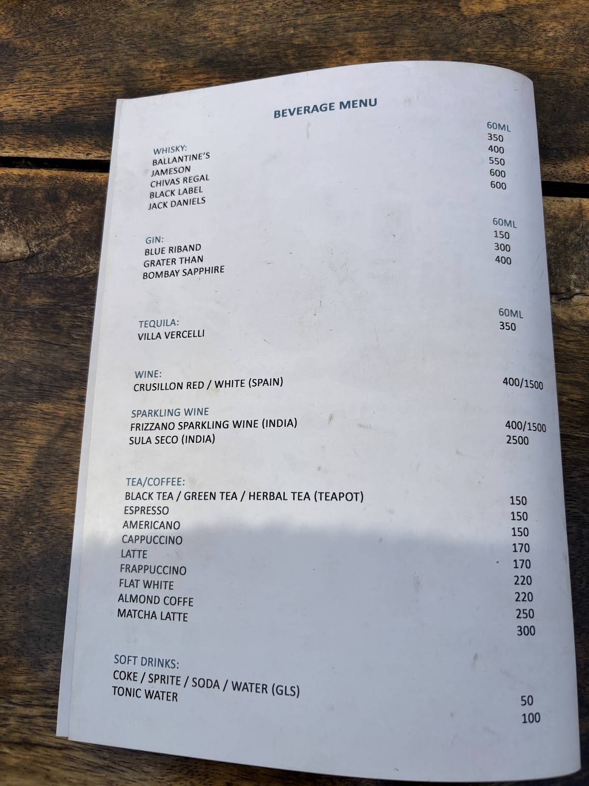 SHO CAFE menu