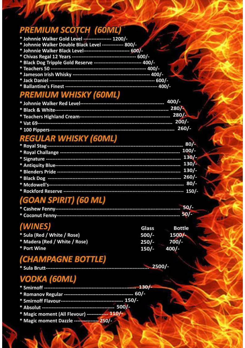 SIGDI BAR AND GRILL menu